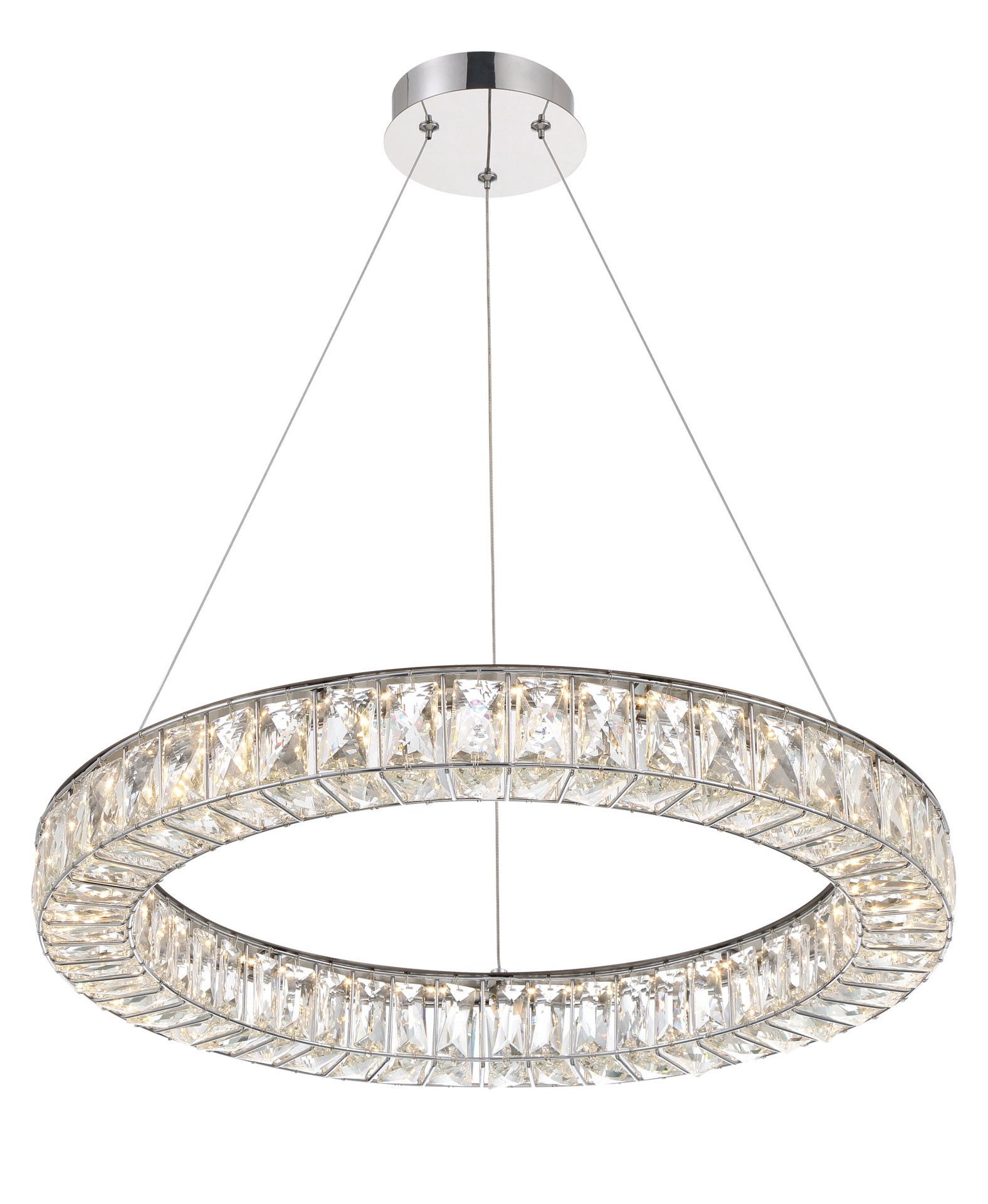 slide 3 of 6, allen + roth Aurelis Gloss Chrome Glam Integrated LED Crystal For Use in Bedrooms, Dining Rooms, Foyers, Kitchens, Living Rooms Chandelier, 1 ct