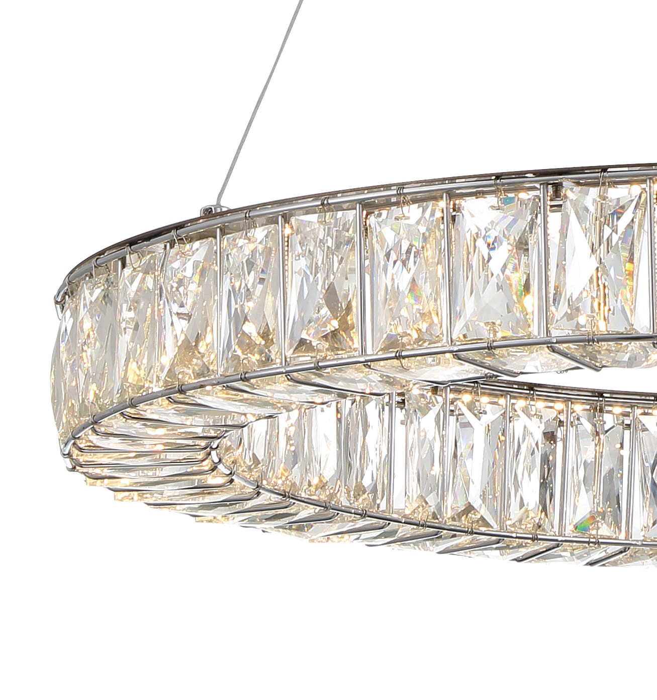 slide 4 of 6, allen + roth Aurelis Gloss Chrome Glam Integrated LED Crystal For Use in Bedrooms, Dining Rooms, Foyers, Kitchens, Living Rooms Chandelier, 1 ct