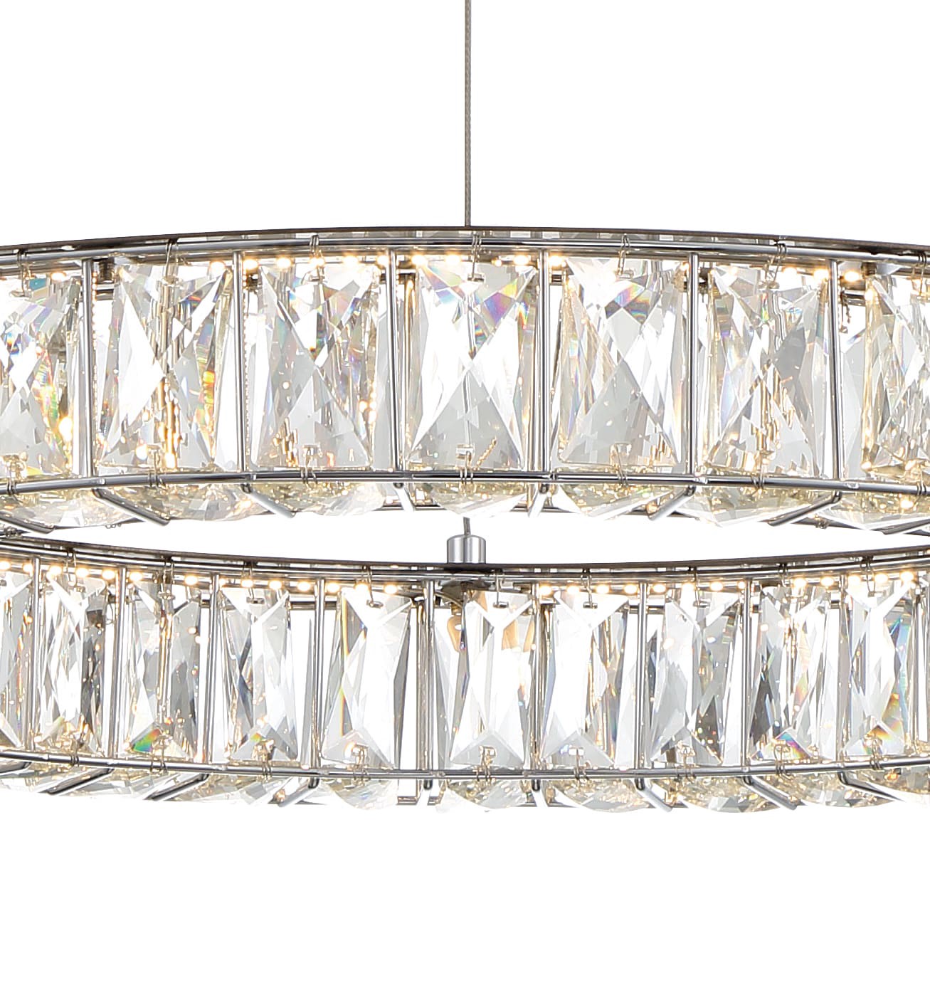 slide 5 of 6, allen + roth Aurelis Gloss Chrome Glam Integrated LED Crystal For Use in Bedrooms, Dining Rooms, Foyers, Kitchens, Living Rooms Chandelier, 1 ct
