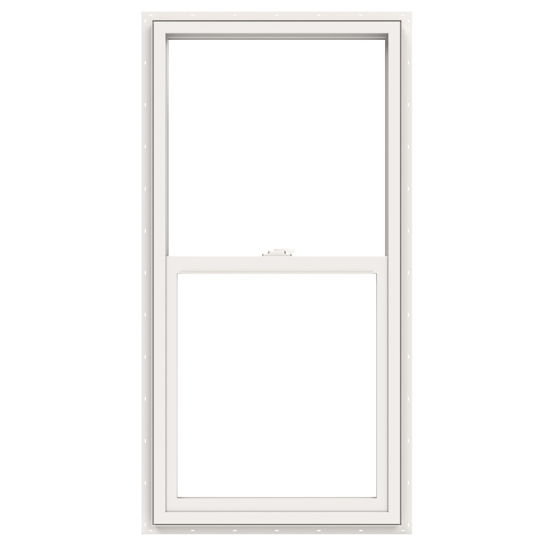 slide 2 of 6, JELD-WEN V-2500 23-1/2-in x 47-1/2-in White Exterior Vinyl New Construction Single Hung Window Low-E argon Double Pane Glass (Half Screen Included), 1 ct
