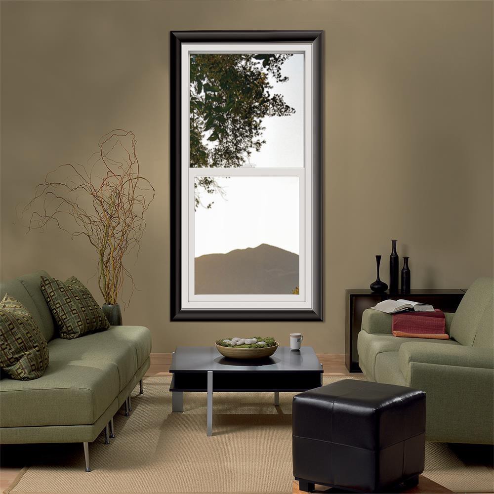 slide 4 of 6, JELD-WEN V-2500 23-1/2-in x 47-1/2-in White Exterior Vinyl New Construction Single Hung Window Low-E argon Double Pane Glass (Half Screen Included), 1 ct