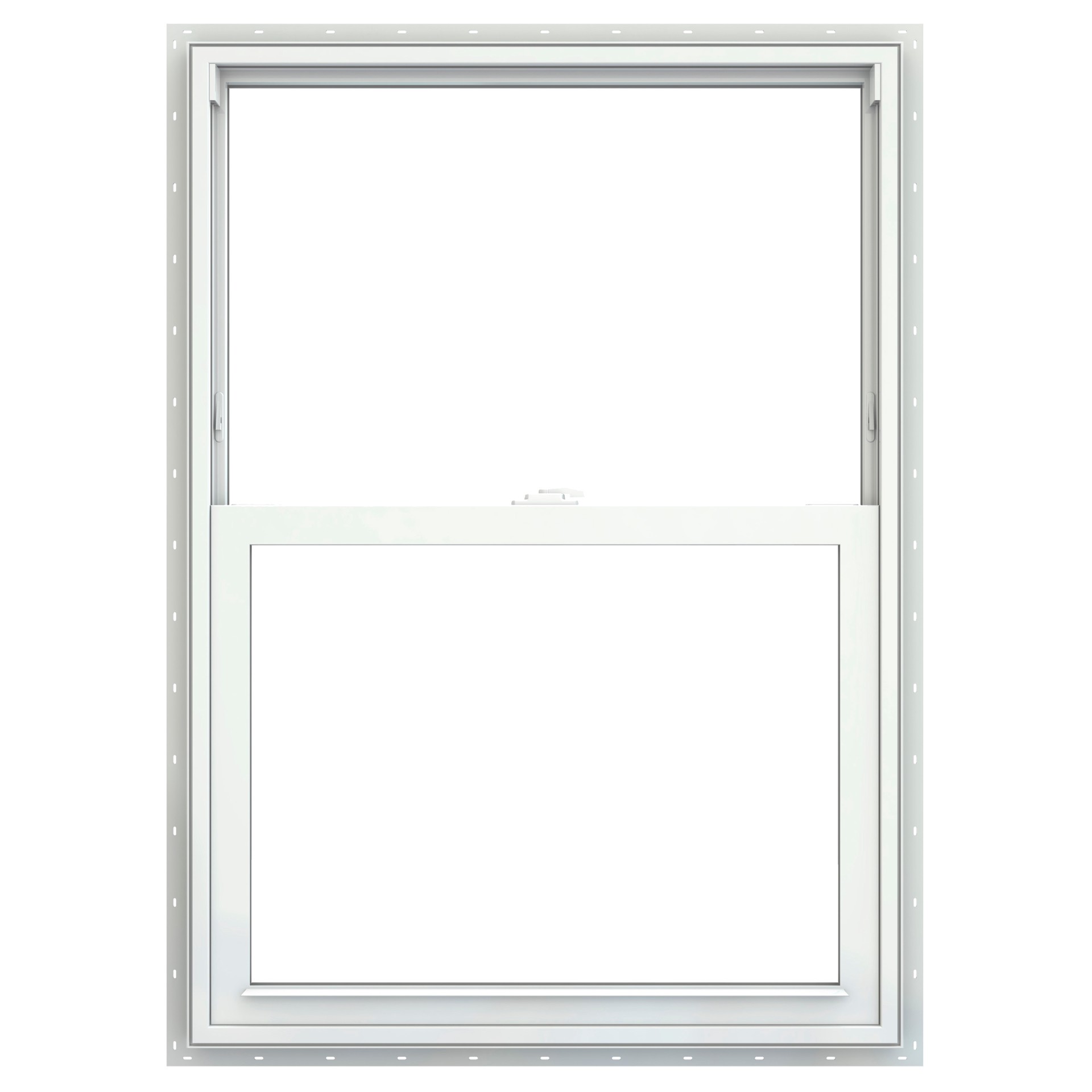 slide 2 of 6, JELD-WEN V-2500 23-1/2-in x 35-1/2-in Black Exterior Vinyl New Construction Single Hung Window Low-E argon Double Pane Glass (Half Screen Included), 1 ct