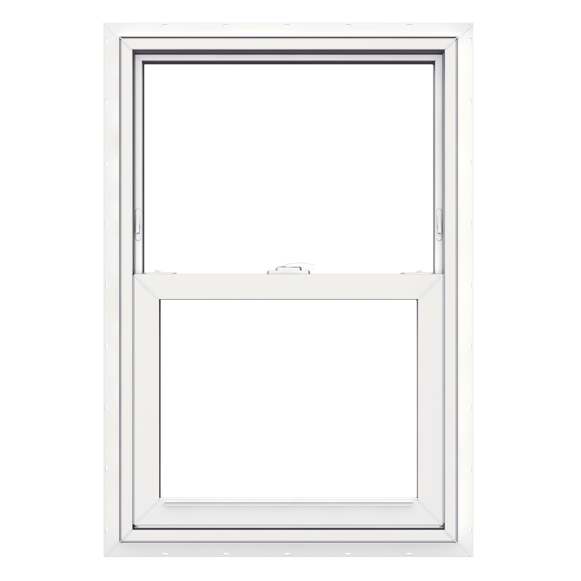 slide 2 of 6, JELD-WEN V-2500 23-1/2-in x 35-1/2-in White Exterior Vinyl New Construction Single Hung Window Low-E argon Double Pane Glass (Half Screen Included), 1 ct