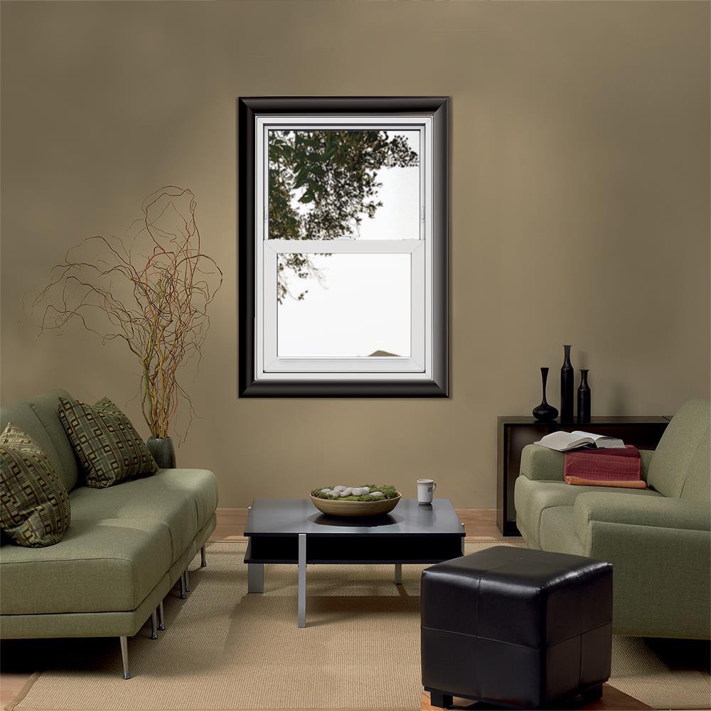 slide 4 of 6, JELD-WEN V-2500 23-1/2-in x 35-1/2-in White Exterior Vinyl New Construction Single Hung Window Low-E argon Double Pane Glass (Half Screen Included), 1 ct