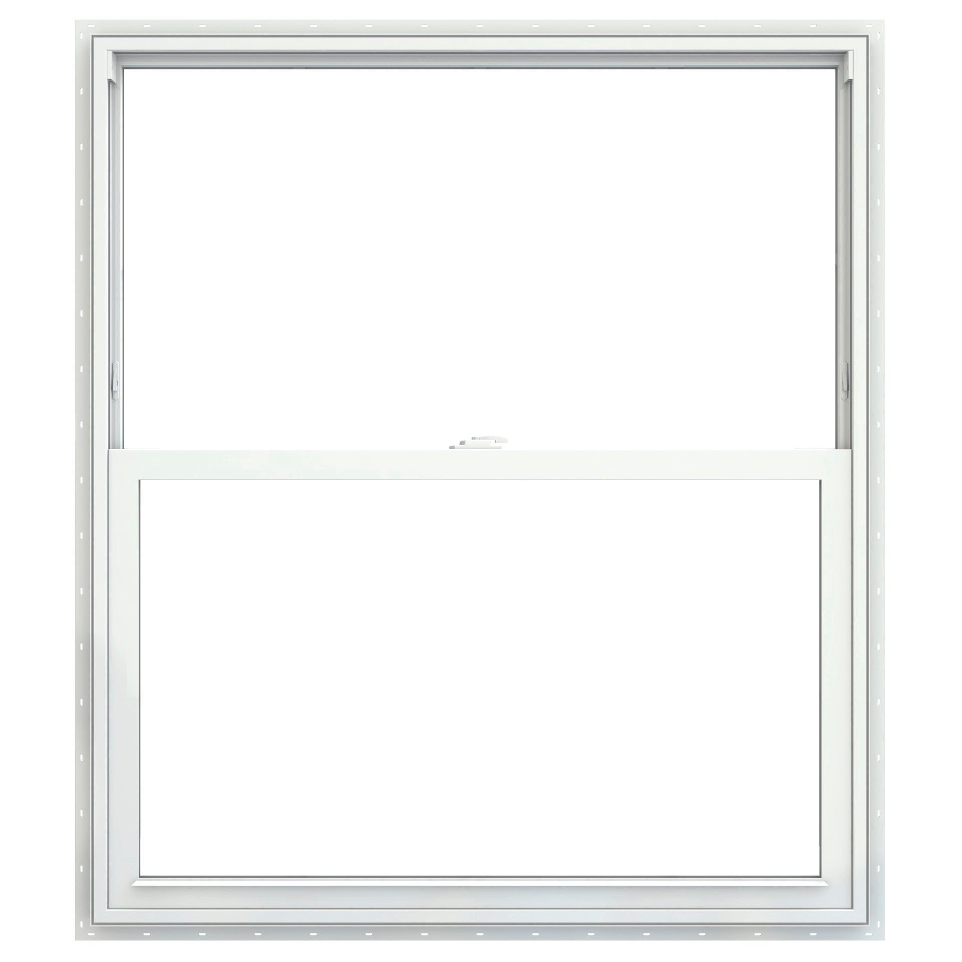 slide 2 of 6, JELD-WEN V-2500 29-1/2-in x 35-1/2-in Black Exterior Vinyl New Construction Single Hung Window Low-E argon Double Pane Glass (Half Screen Included), 1 ct