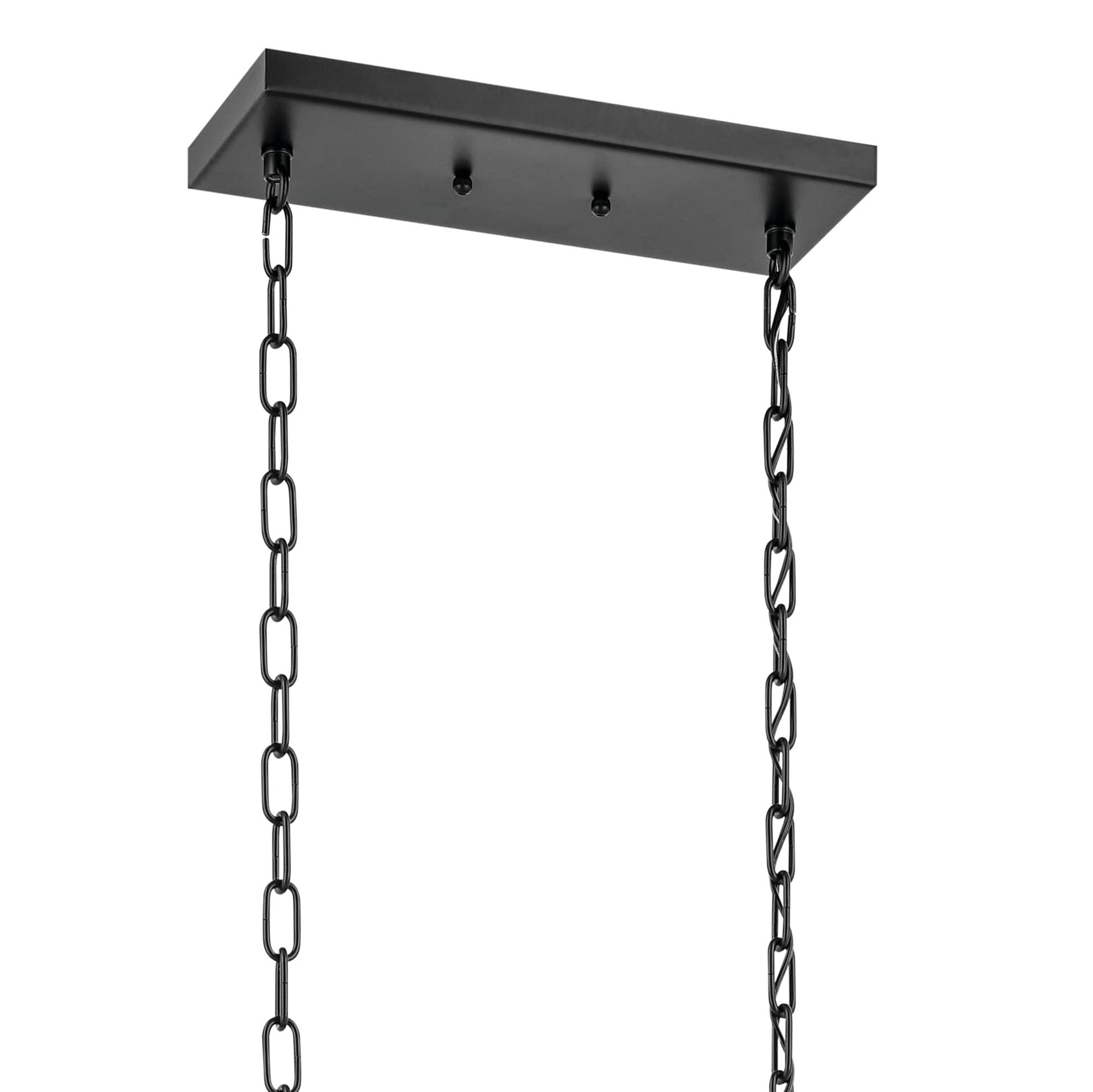 slide 6 of 6, Kichler Birk 4 -Light Matte Black Farmhouse Clear glass Linear Large Hanging Kitchen island light, 1 ct