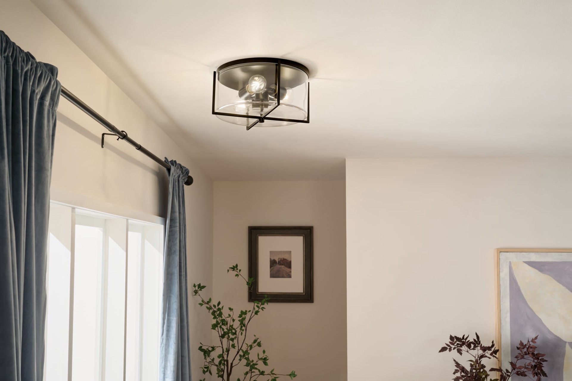 slide 5 of 6, Kichler Birk 3 -Light 14.13-in Matte Black Flush Mount Light, 1 ct