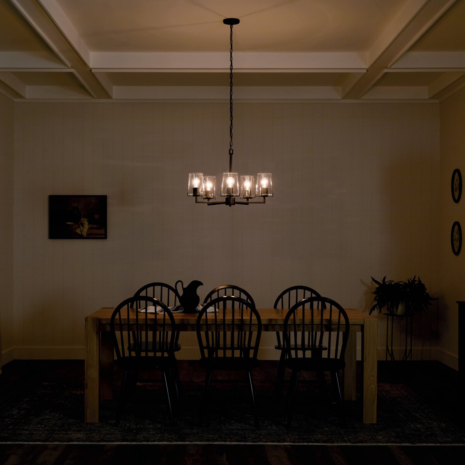 slide 3 of 6, Kichler Birk 5 -Light Black Farmhouse For Use in Bedrooms, Dining Rooms, Foyers, Kitchens, Living Rooms Chandelier, 1 ct