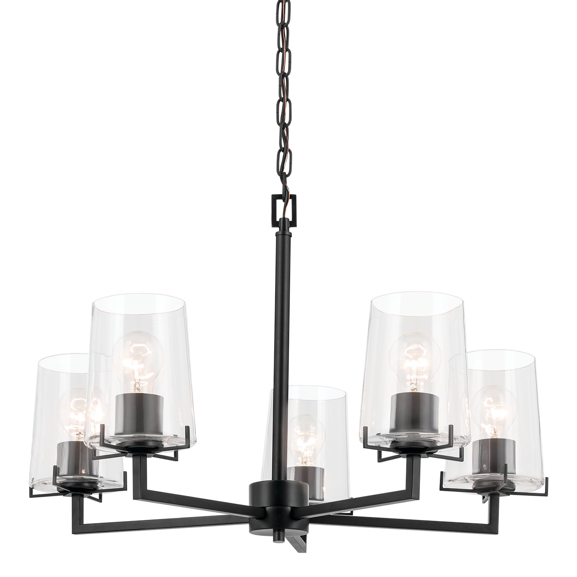 slide 4 of 6, Kichler Birk 5 -Light Black Farmhouse For Use in Bedrooms, Dining Rooms, Foyers, Kitchens, Living Rooms Chandelier, 1 ct