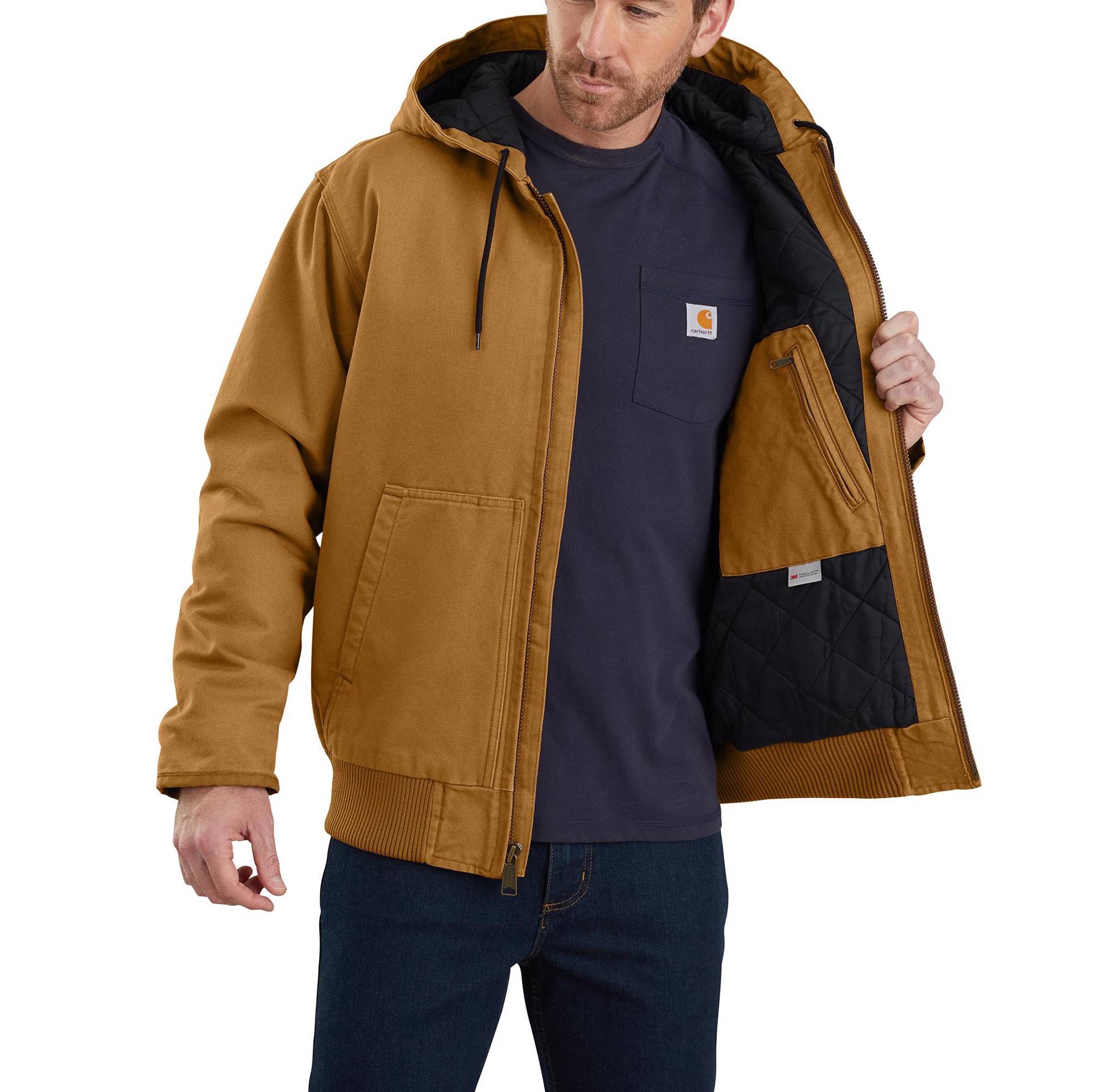slide 3 of 6, Carhartt Men's Carhartt Brown Woven Hooded Insulated Work jacket ( Large ), 1 ct