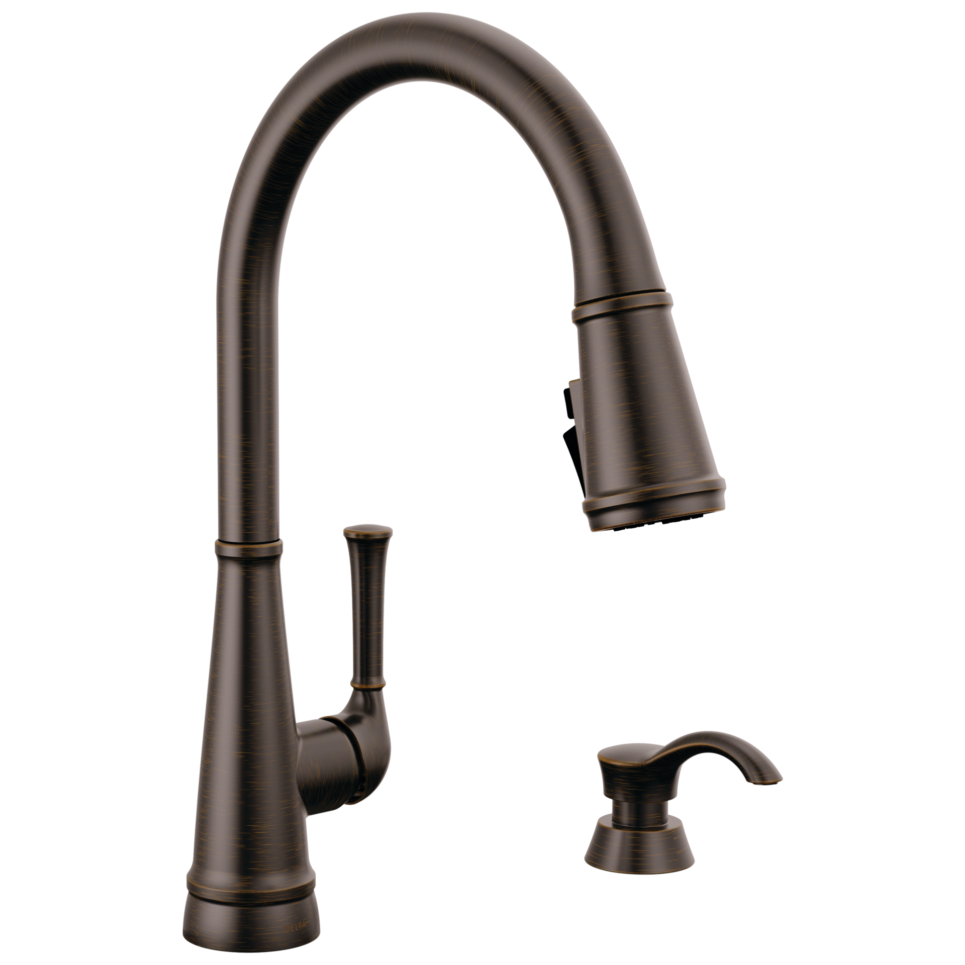 slide 2 of 6, Delta Alpen Venetian Bronze Single Handle Deck-mount Pull-down Kitchen Faucet with Sprayer (Includes Deck Plate) (Includes Soap Dispenser), 1 ct