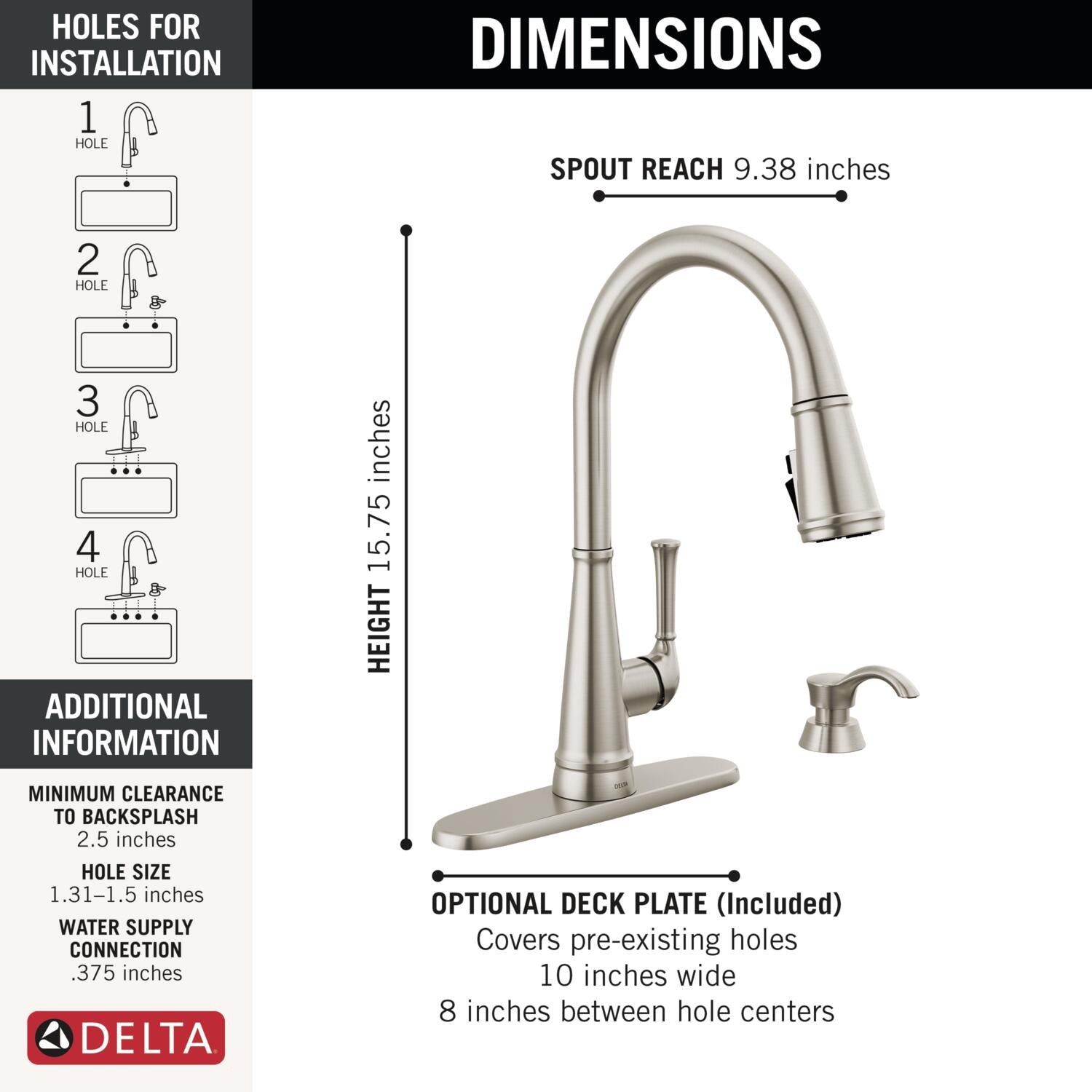 slide 6 of 6, Delta Alpen SpotShield Stainless Steel Single Handle Deck-mount Pull-down Kitchen Faucet with Sprayer (Includes Deck Plate) (Includes Soap Dispenser), 1 ct