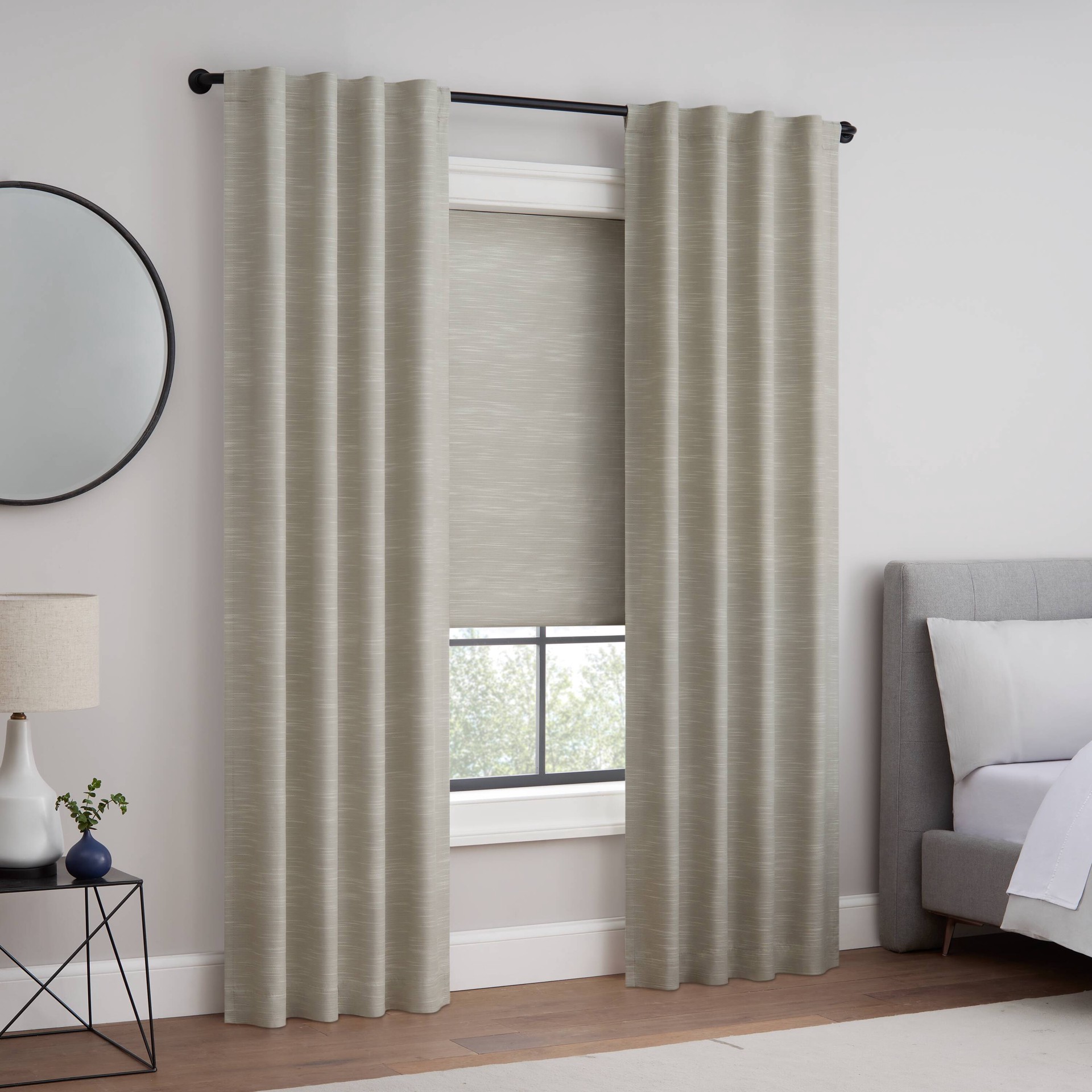 slide 3 of 6, Eclipse Rozel 35-in x 64-in Cordless Linen Blackout, 1 ct