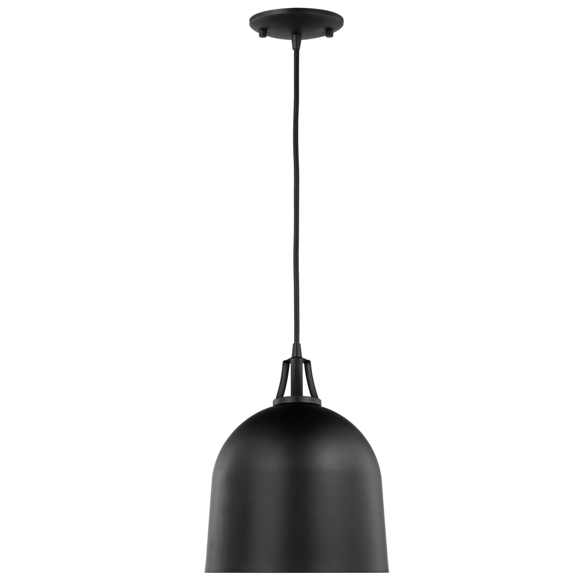 slide 2 of 2, allen + roth Brawley 1 -Light Matte black Transitional Dome Mini Hanging Pendant light, 1 ct