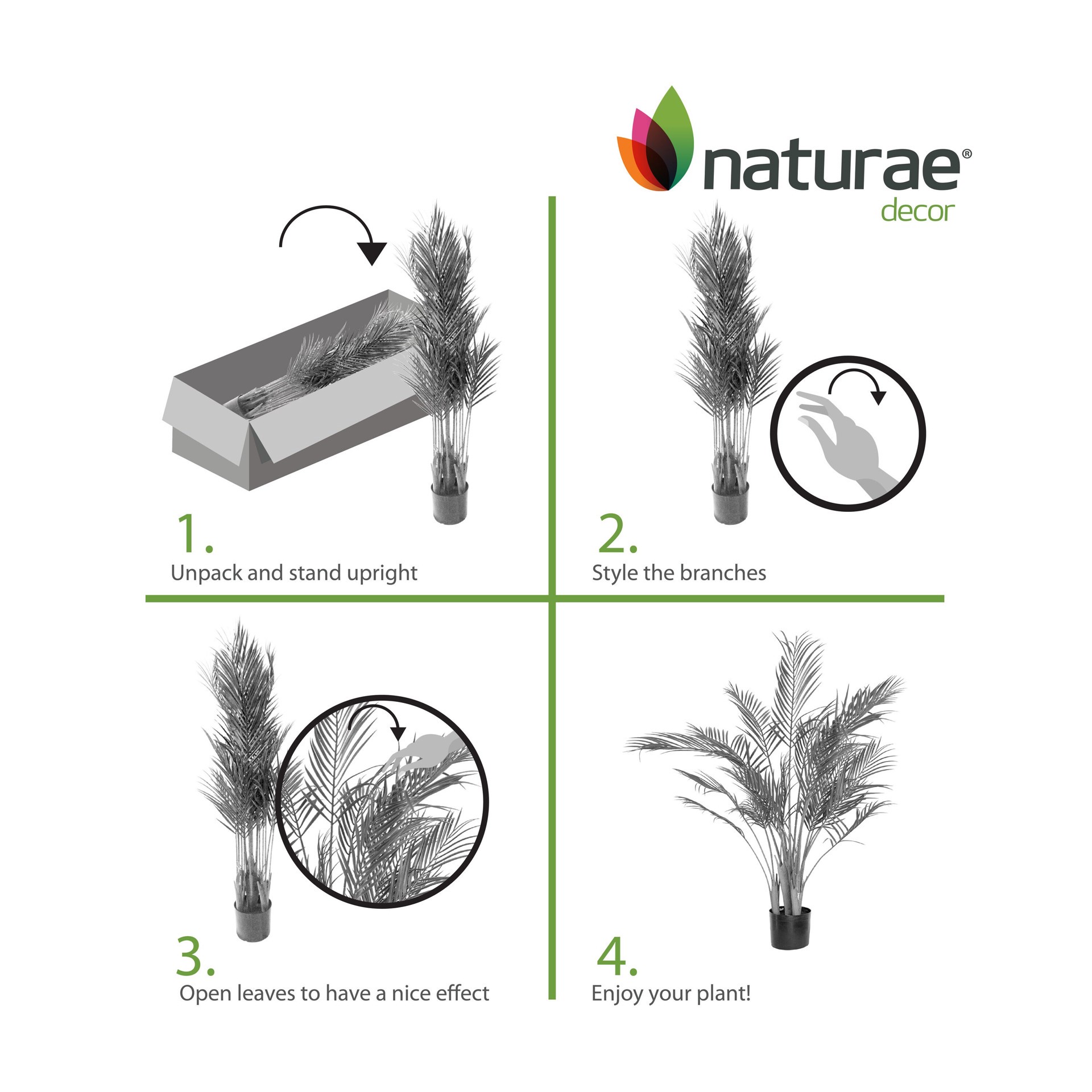 slide 4 of 6, naturae decor 47-in Green Indoor/Outdoor Floor Areca Artificial tree, 1 ct
