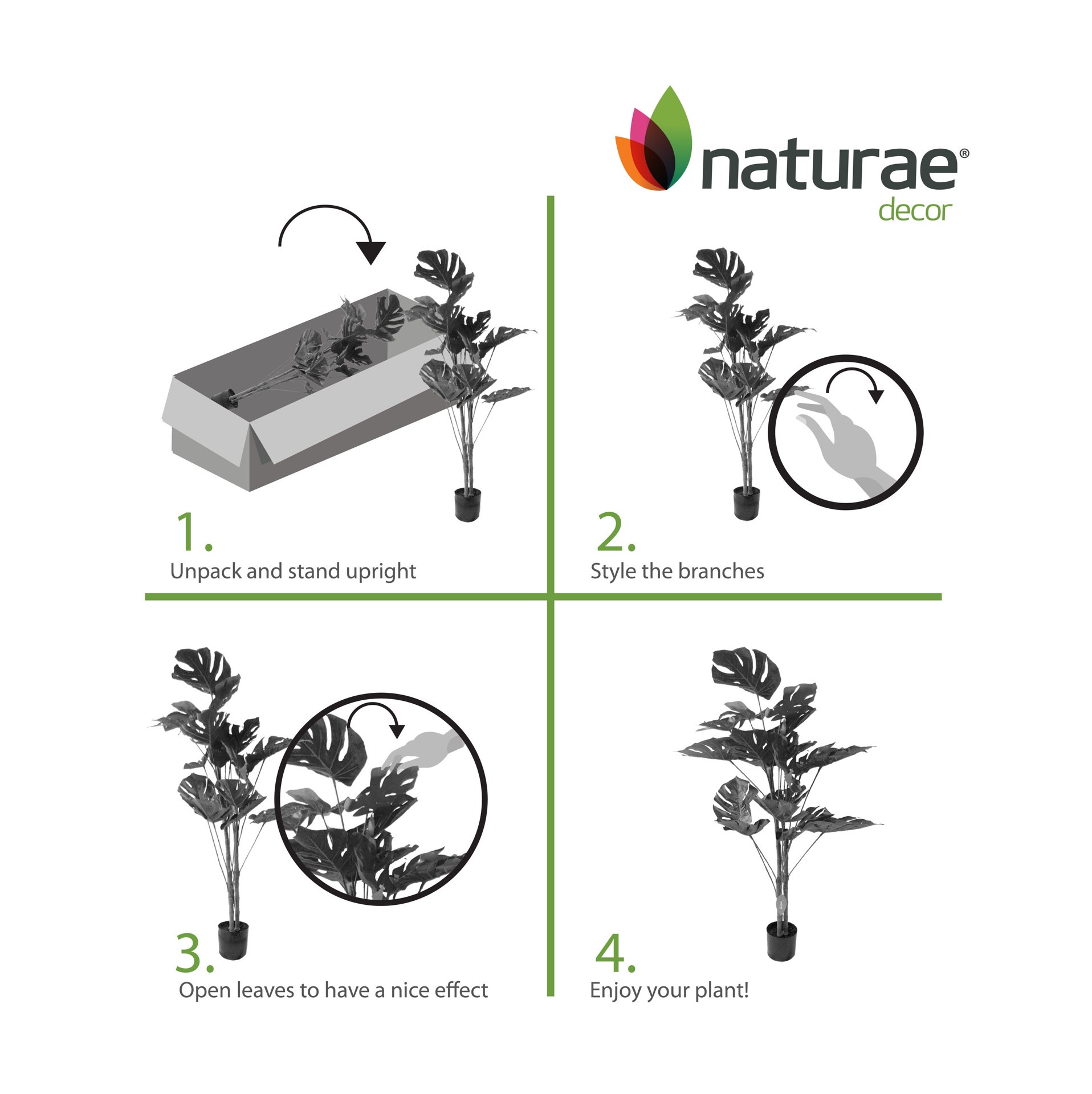 slide 4 of 6, naturae decor 47-in Green Indoor/Outdoor Floor Monstera Artificial tree, 1 ct