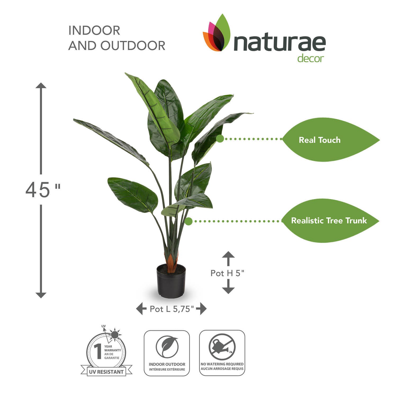 slide 3 of 6, naturae decor 45-in Green Indoor/Outdoor Floor Bird of Paradise Artificial tree, 1 ct