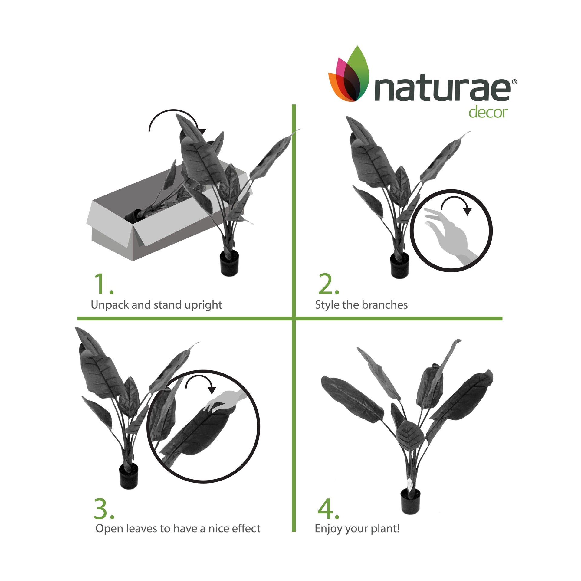 slide 4 of 6, naturae decor 45-in Green Indoor/Outdoor Floor Bird of Paradise Artificial tree, 1 ct