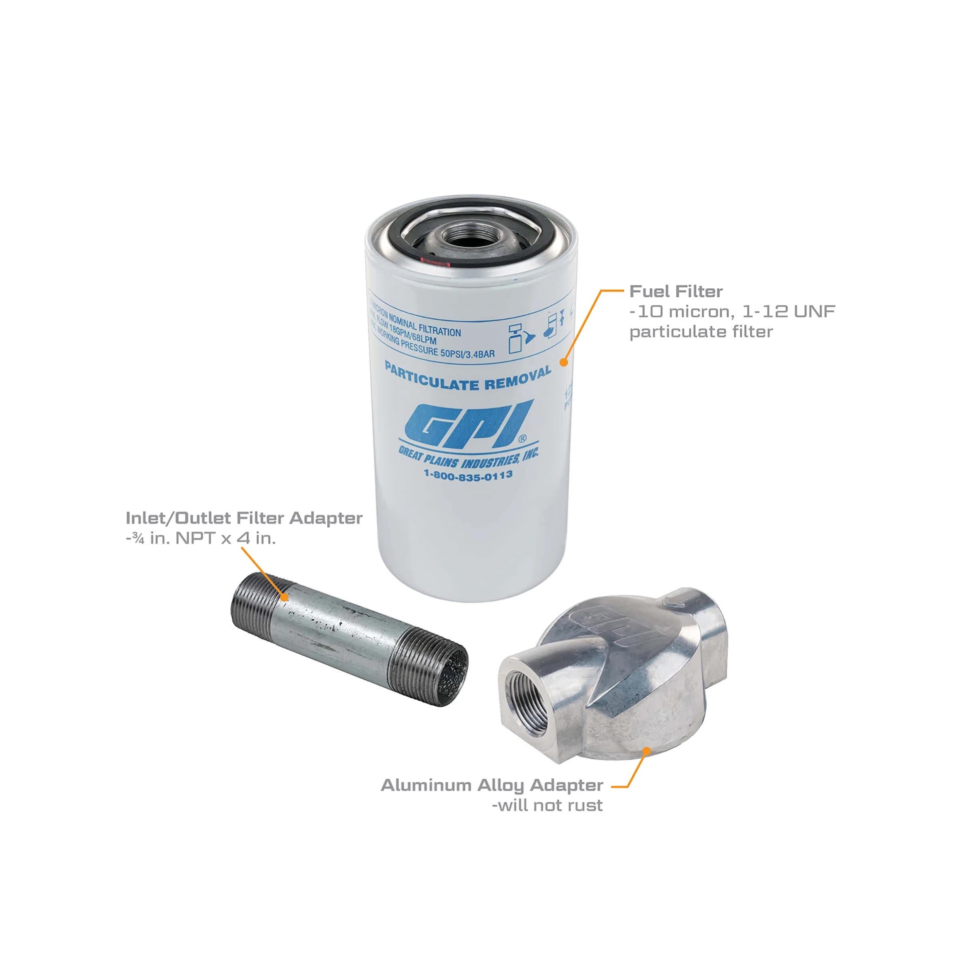 slide 2 of 4, GPI 10 Micron Fuel Transfer Pump Particulate Filter- 18-GPM- Easy Spin-on Design, 1 ct