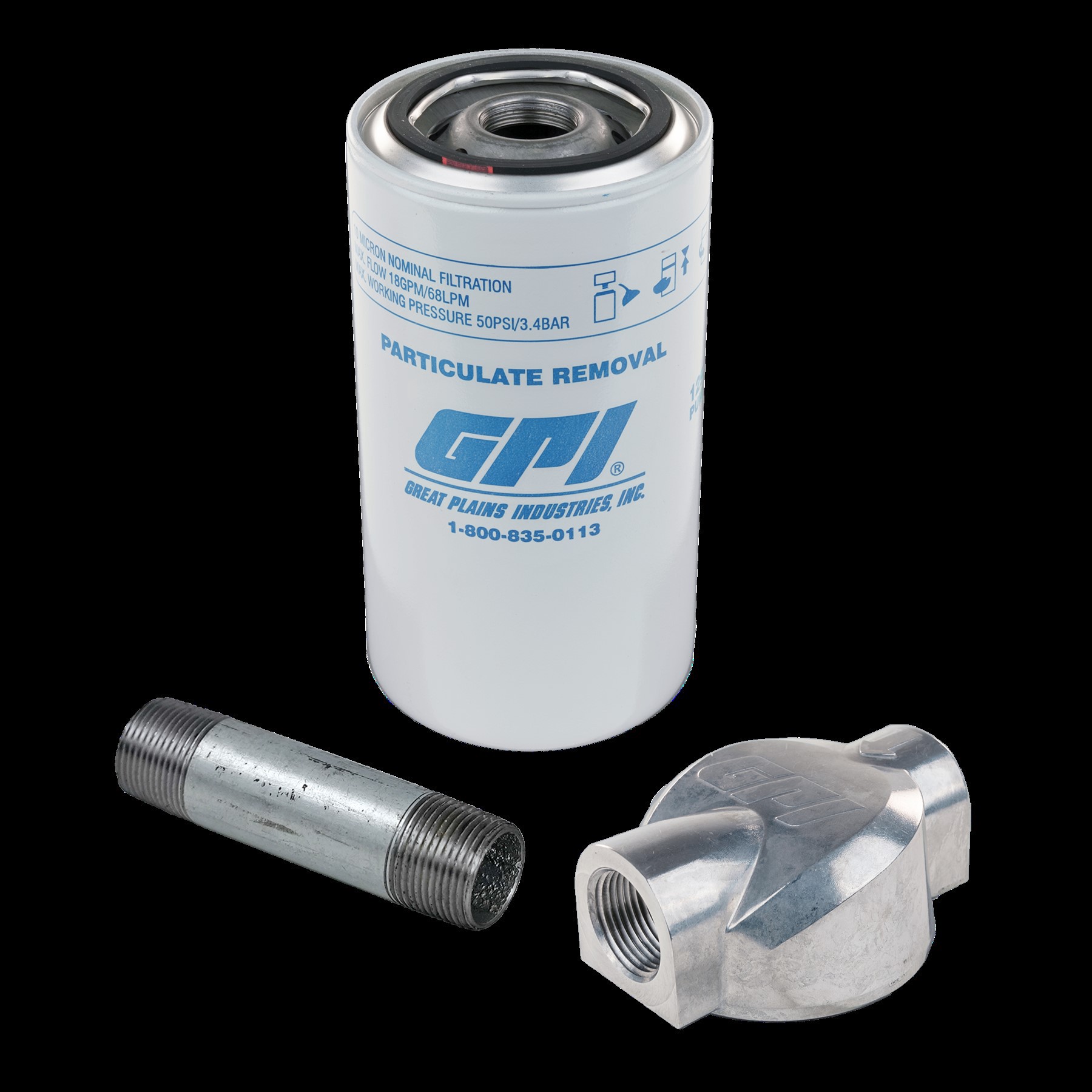slide 1 of 4, GPI 10 Micron Fuel Transfer Pump Particulate Filter- 18-GPM- Easy Spin-on Design, 1 ct