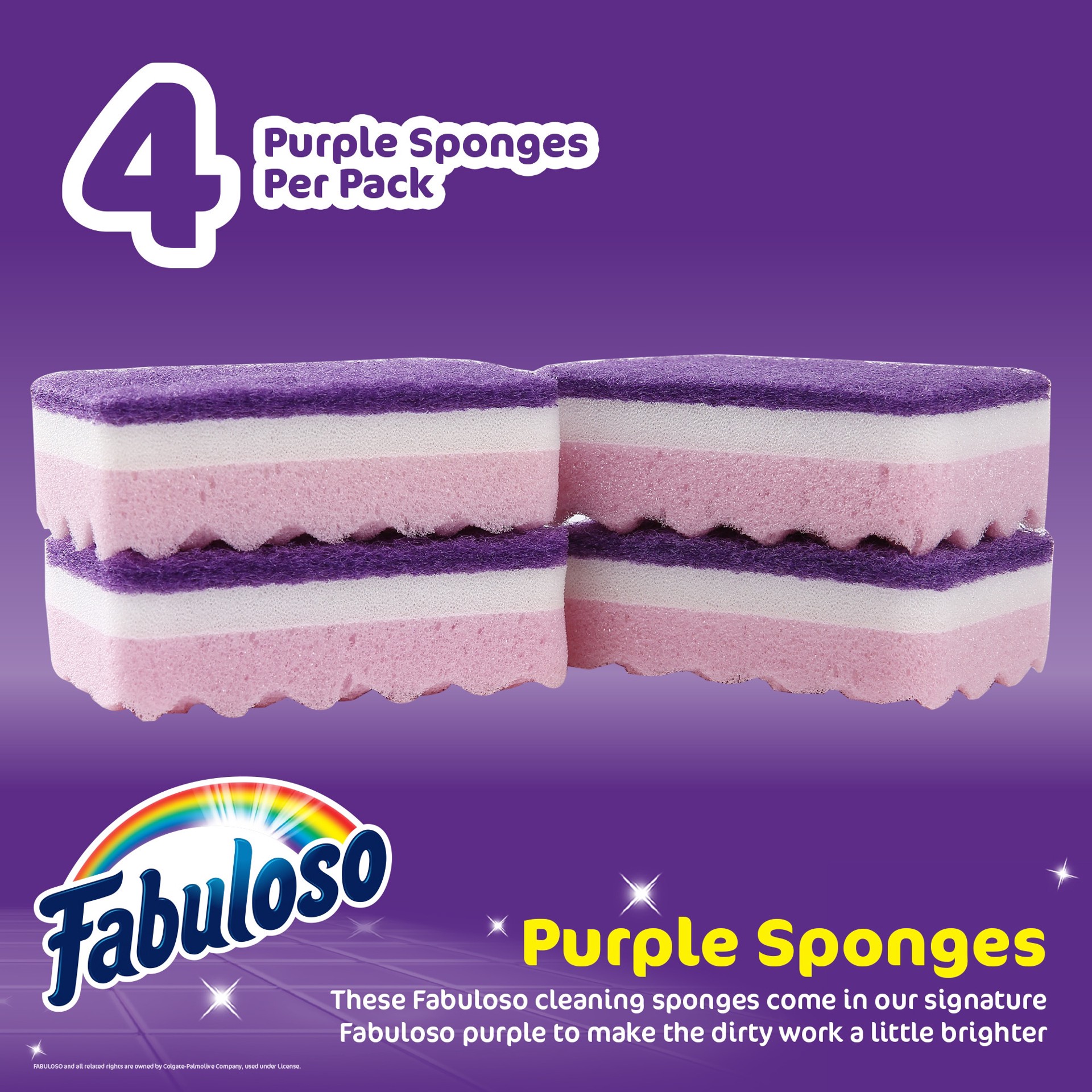 slide 2 of 6, Fabuloso Sponges Purple 4CT Cellulose Sponge with scouring pad 4 -Pack, 1 ct