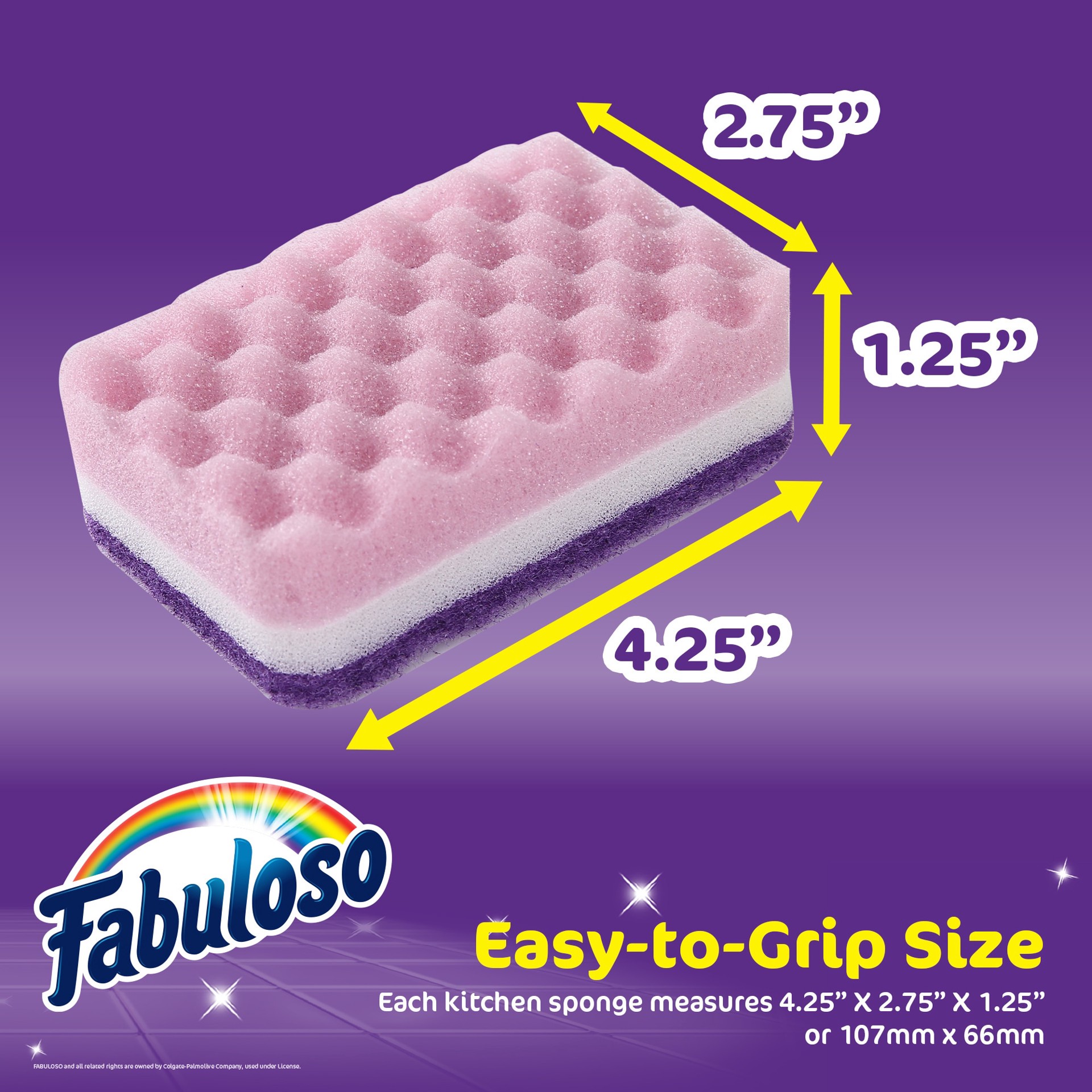 slide 5 of 6, Fabuloso Sponges Purple 4CT Cellulose Sponge with scouring pad 4 -Pack, 1 ct