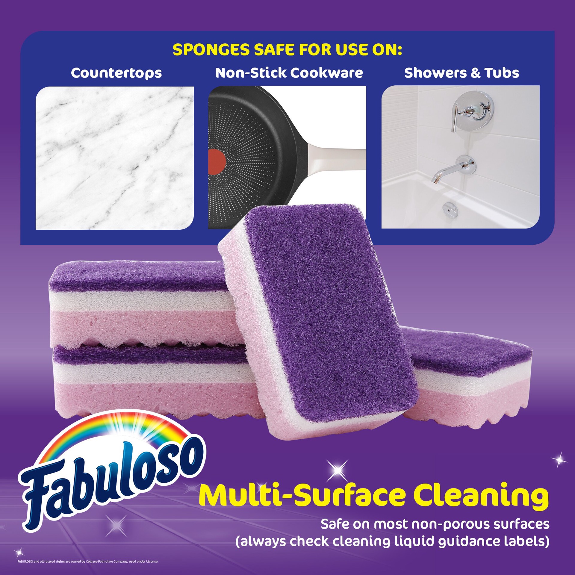 slide 6 of 6, Fabuloso Sponges Purple 4CT Cellulose Sponge with scouring pad 4 -Pack, 1 ct
