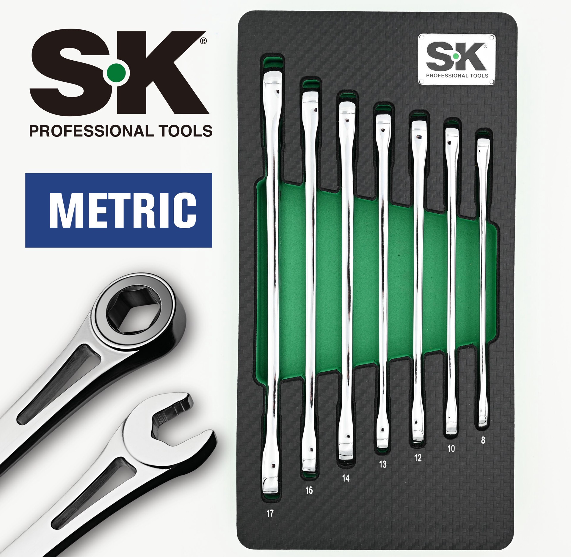 slide 6 of 6, SK Professional Tools 7-Piece Set 6-point Metric Combination Wrench Includes Soft Case, 1 ct