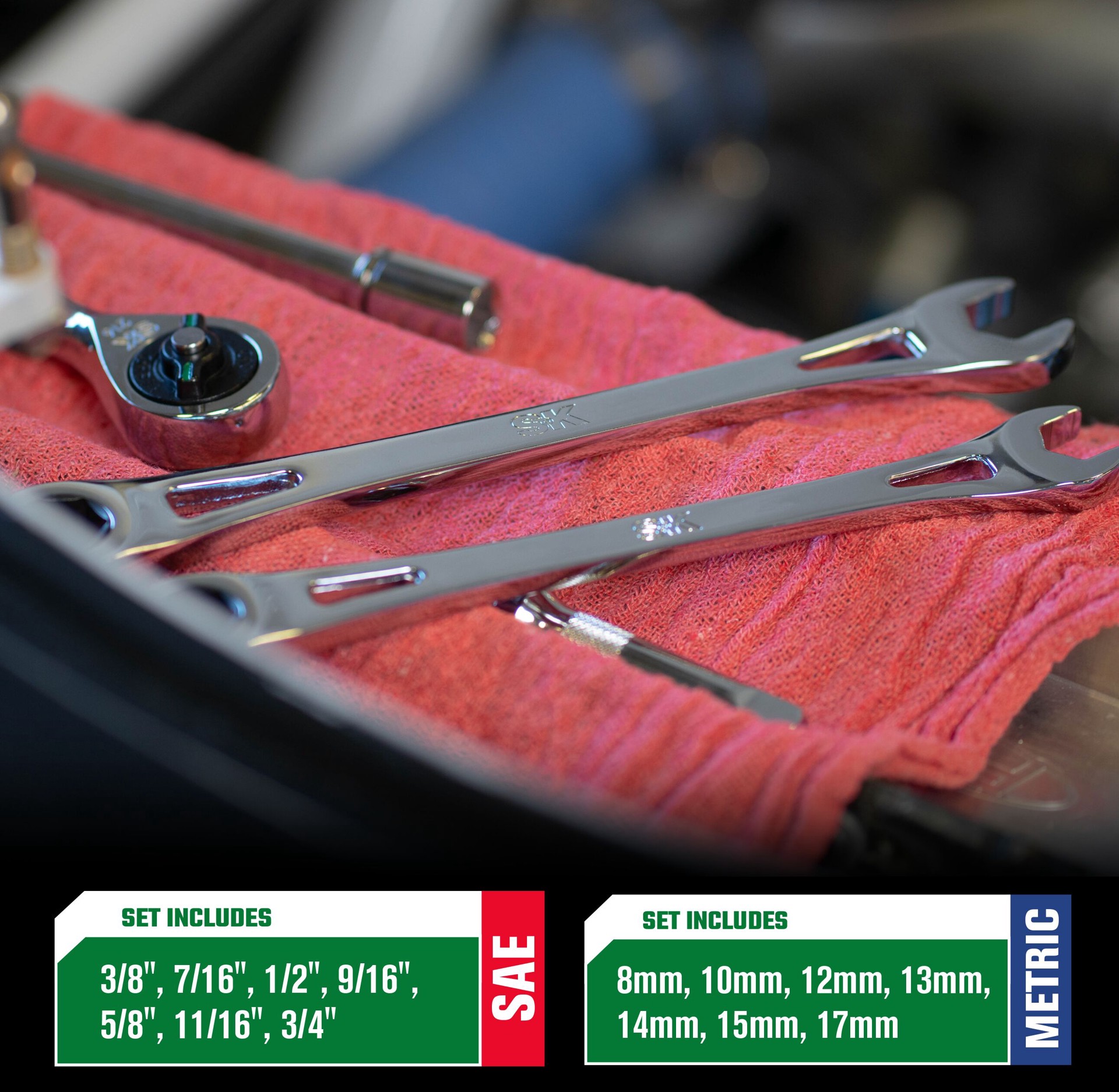 slide 5 of 6, SK Professional Tools 7-Piece Set 6-point Metric Combination Wrench Includes Soft Case, 1 ct