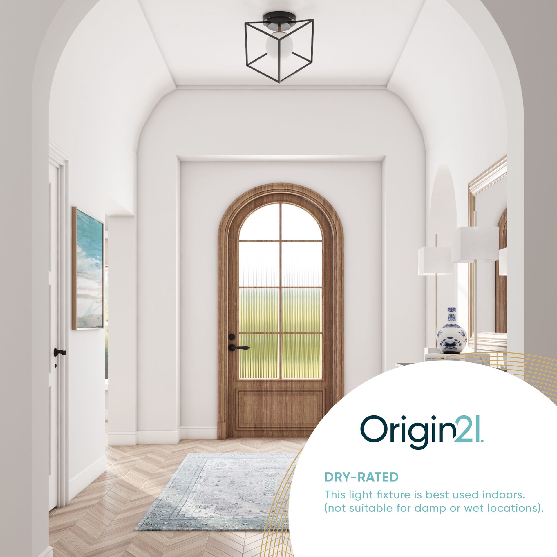 slide 3 of 6, Origin 21 Maren 1 -Light 11.12-in Matte Black Integrated LED Semi Flush Mount Light, 1 ct