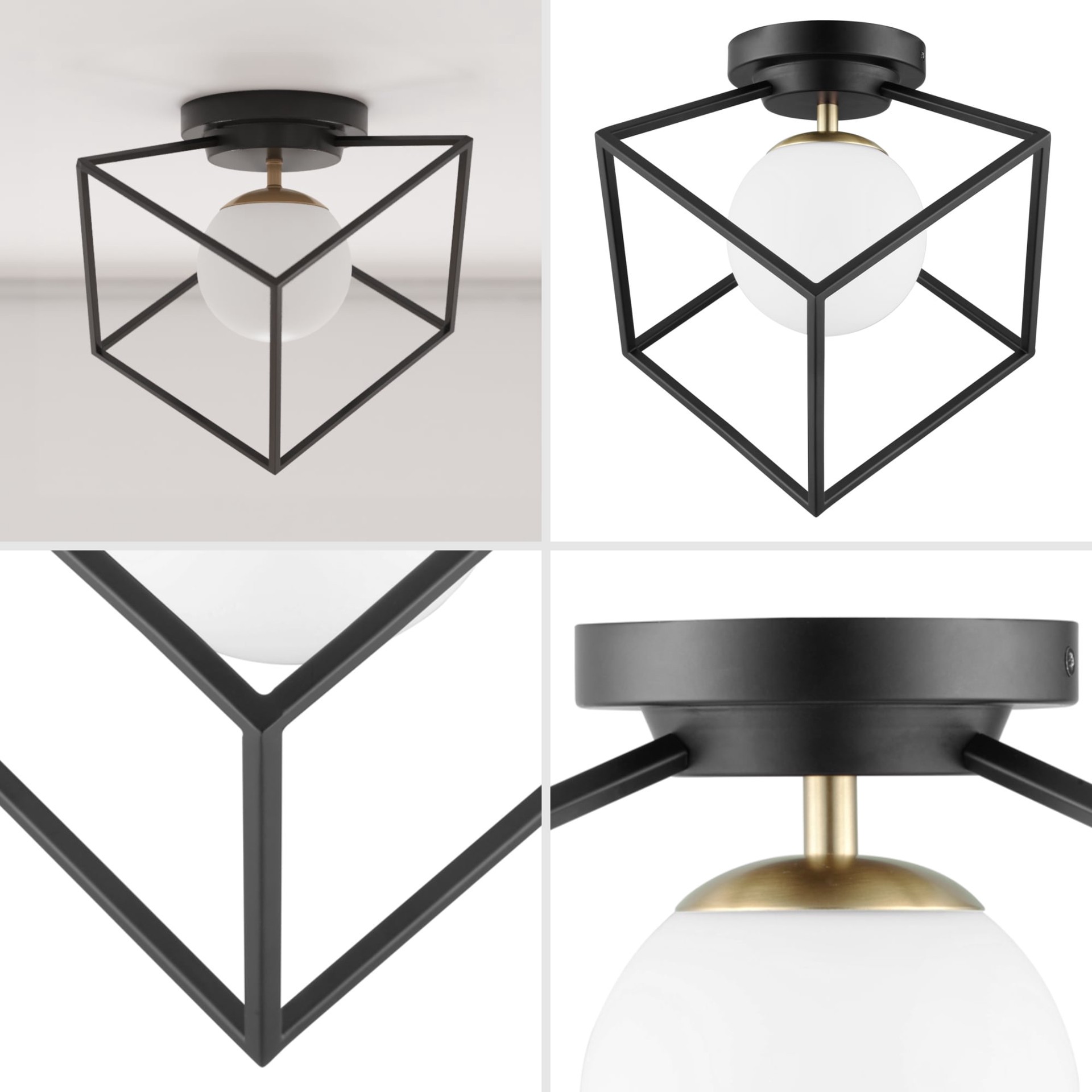 slide 4 of 6, Origin 21 Maren 1 -Light 11.12-in Matte Black Integrated LED Semi Flush Mount Light, 1 ct