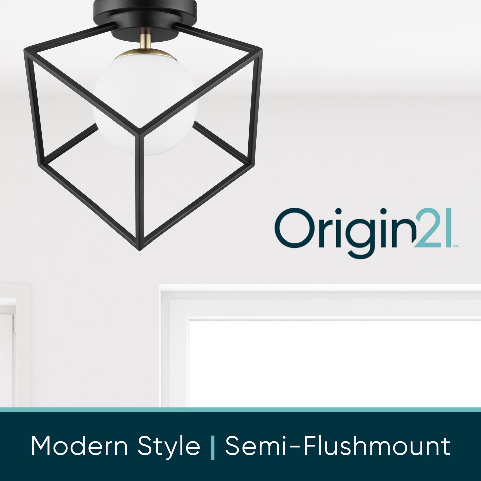 slide 5 of 6, Origin 21 Maren 1 -Light 11.12-in Matte Black Integrated LED Semi Flush Mount Light, 1 ct
