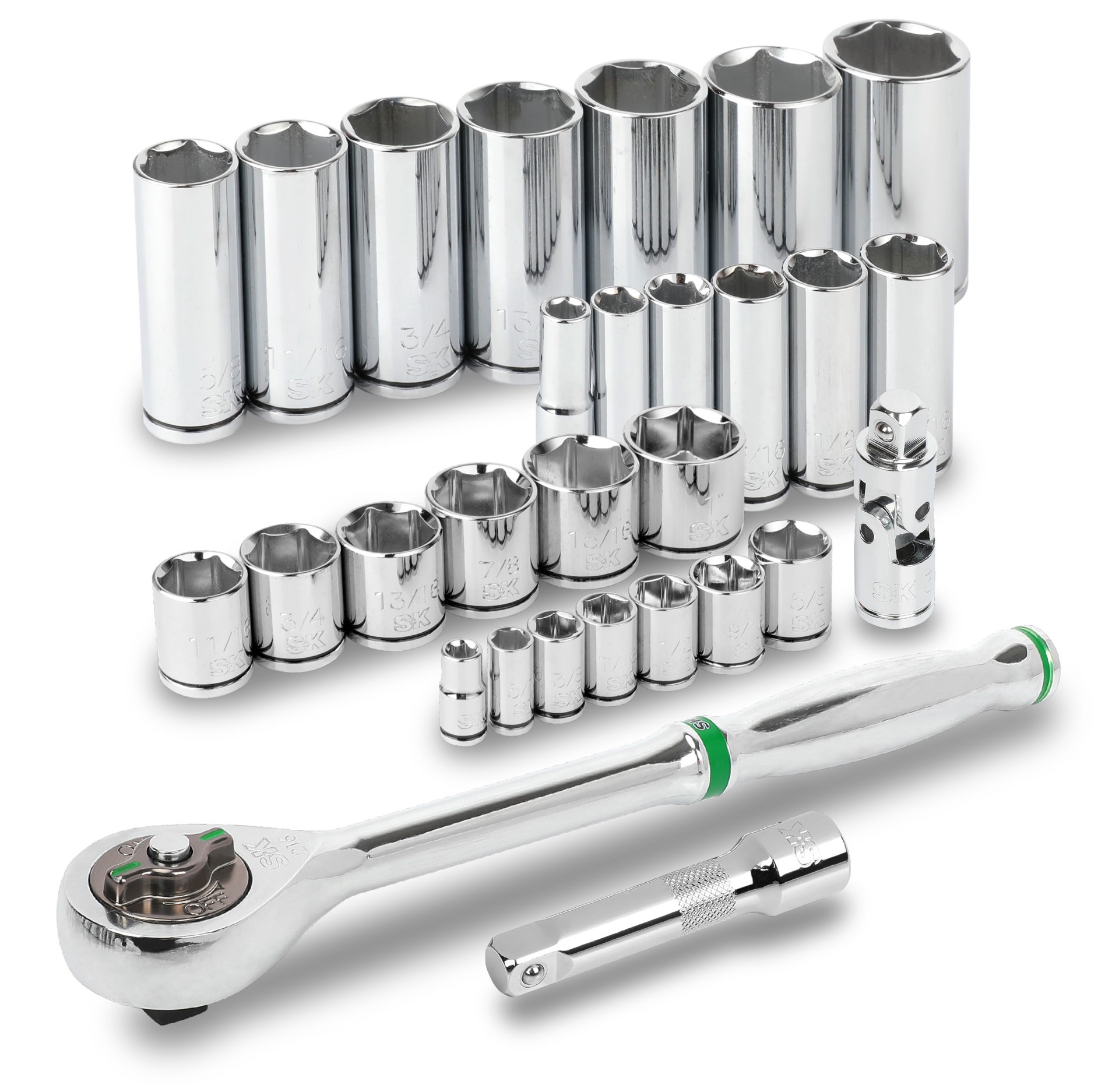 slide 1 of 6, SK Professional Tools 29-Piece Standard (SAE) Polished Chrome Mechanics Tool Set, 1 ct