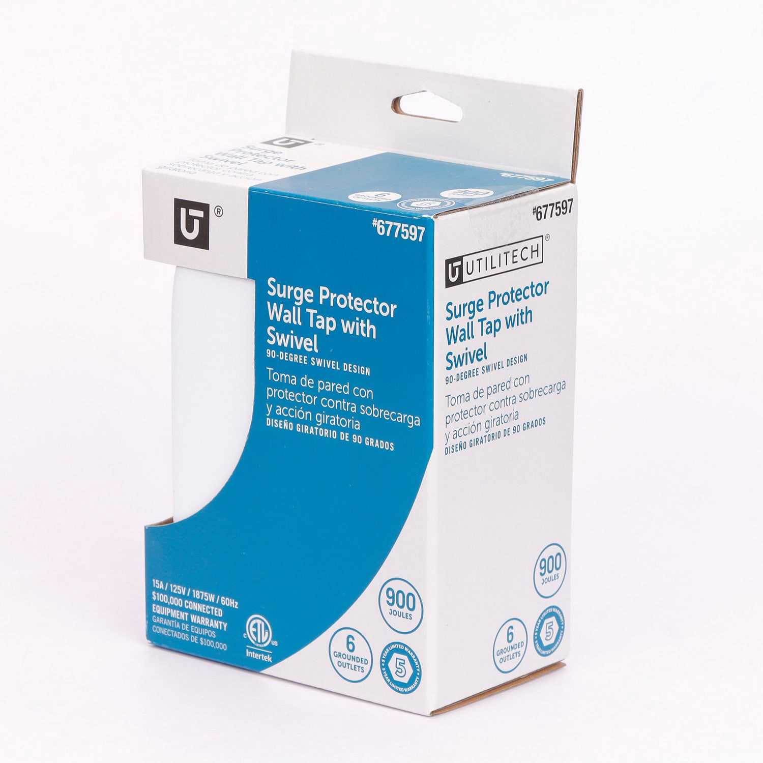 slide 4 of 6, Utilitech 6 -Outlet 900 Joules 1875 -Watts 1875VA White Indoor AC Surge Protector, 1 ct