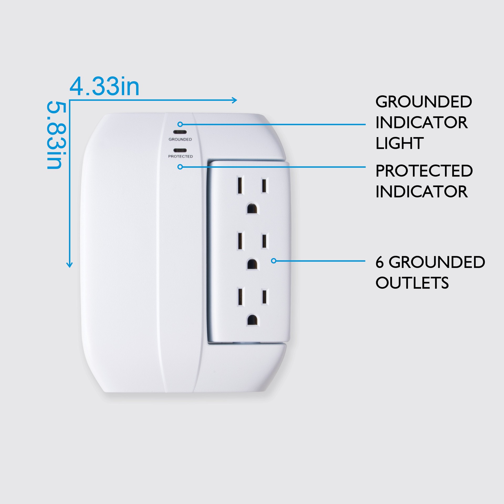 slide 5 of 6, Utilitech 6 -Outlet 900 Joules 1875 -Watts 1875VA White Indoor AC Surge Protector, 1 ct
