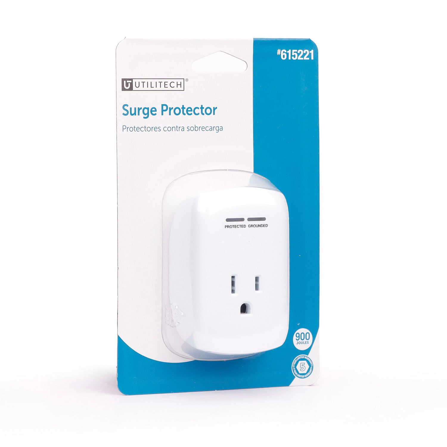 slide 3 of 6, Utilitech 1 -Outlet 900 Joules 1875 -Watts 1875VA White Indoor AC Surge Protector, 1 ct