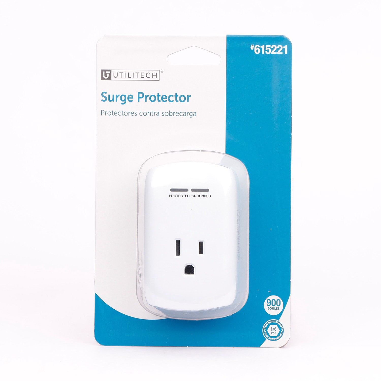 slide 4 of 6, Utilitech 1 -Outlet 900 Joules 1875 -Watts 1875VA White Indoor AC Surge Protector, 1 ct