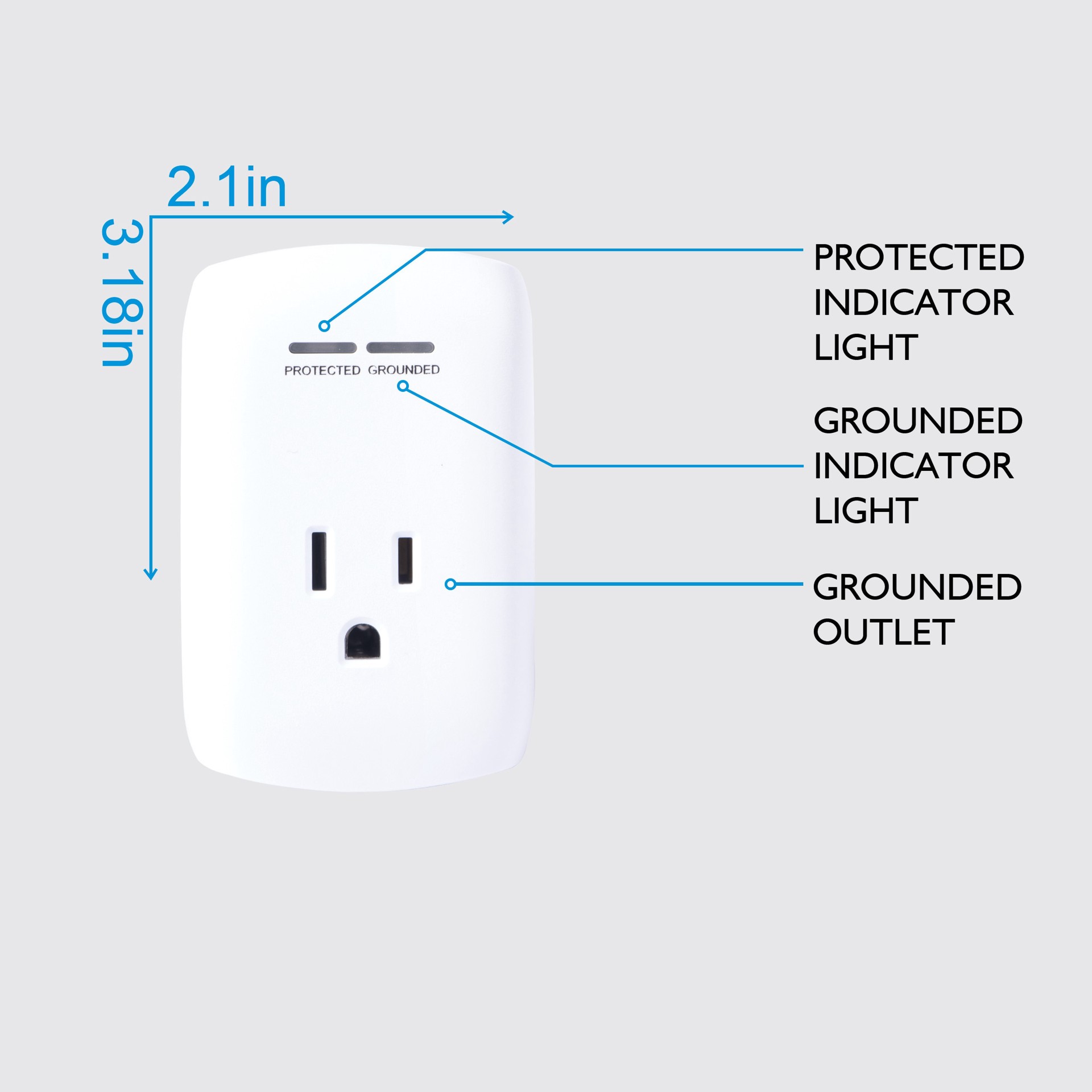 slide 6 of 6, Utilitech 1 -Outlet 900 Joules 1875 -Watts 1875VA White Indoor AC Surge Protector, 1 ct