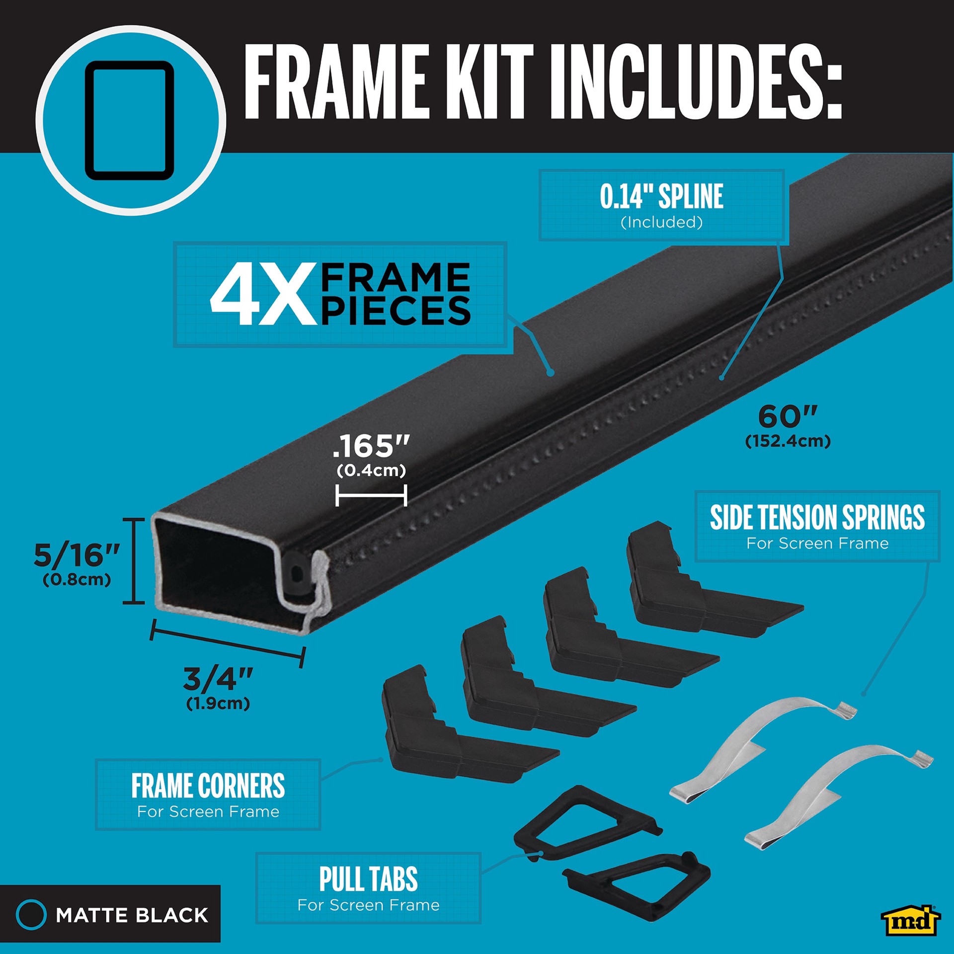 slide 2 of 6, M-D 5/16-in x 5-ft Matte Black Aluminum Screen repair, 1 ct