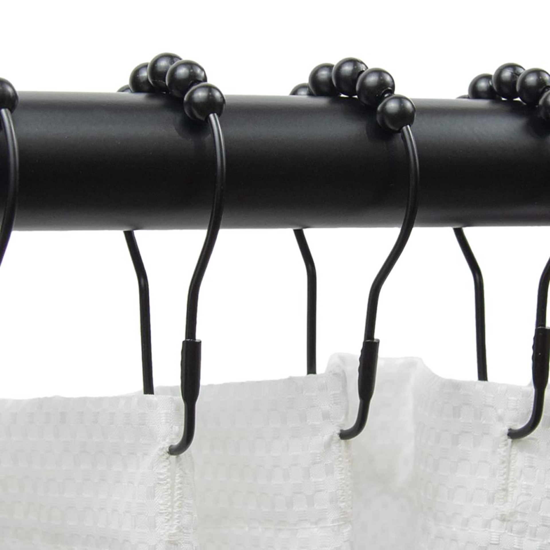 slide 2 of 4, Style Selections Matte Black Steel Single Shower Curtain Hooks 12 -Pack, 1 ct