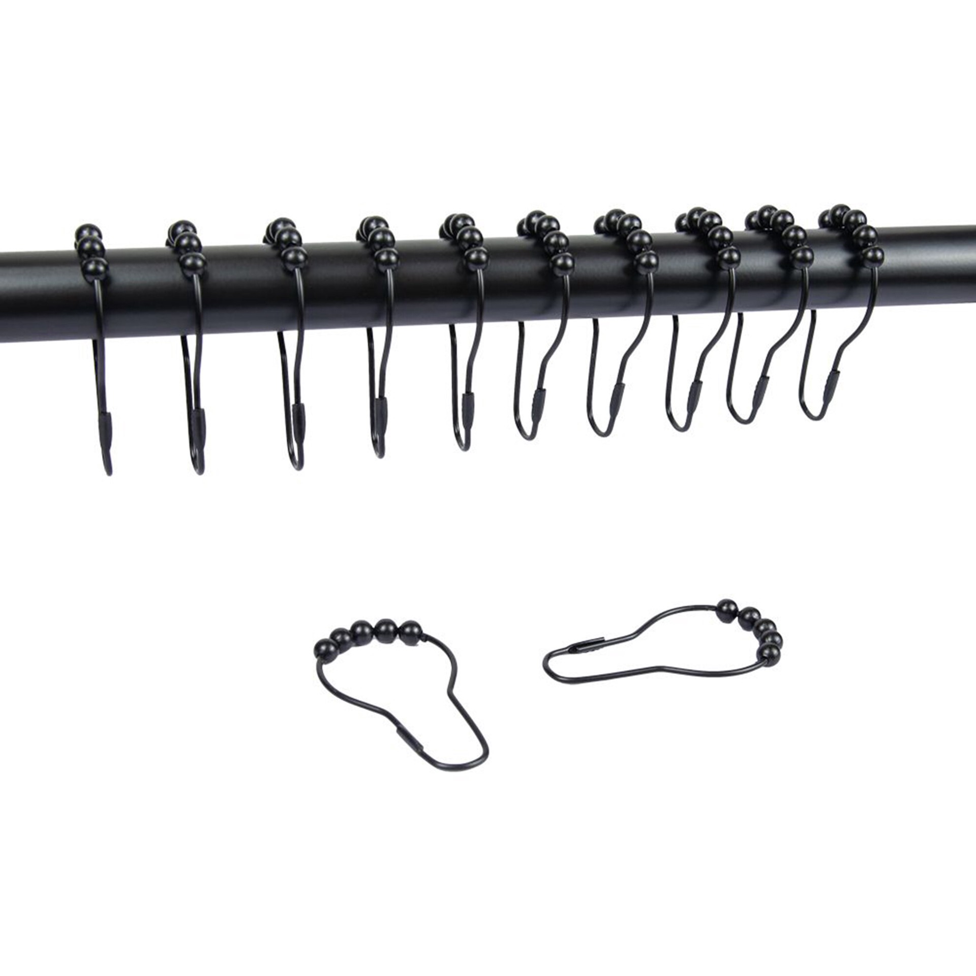 slide 3 of 4, Style Selections Matte Black Steel Single Shower Curtain Hooks 12 -Pack, 1 ct