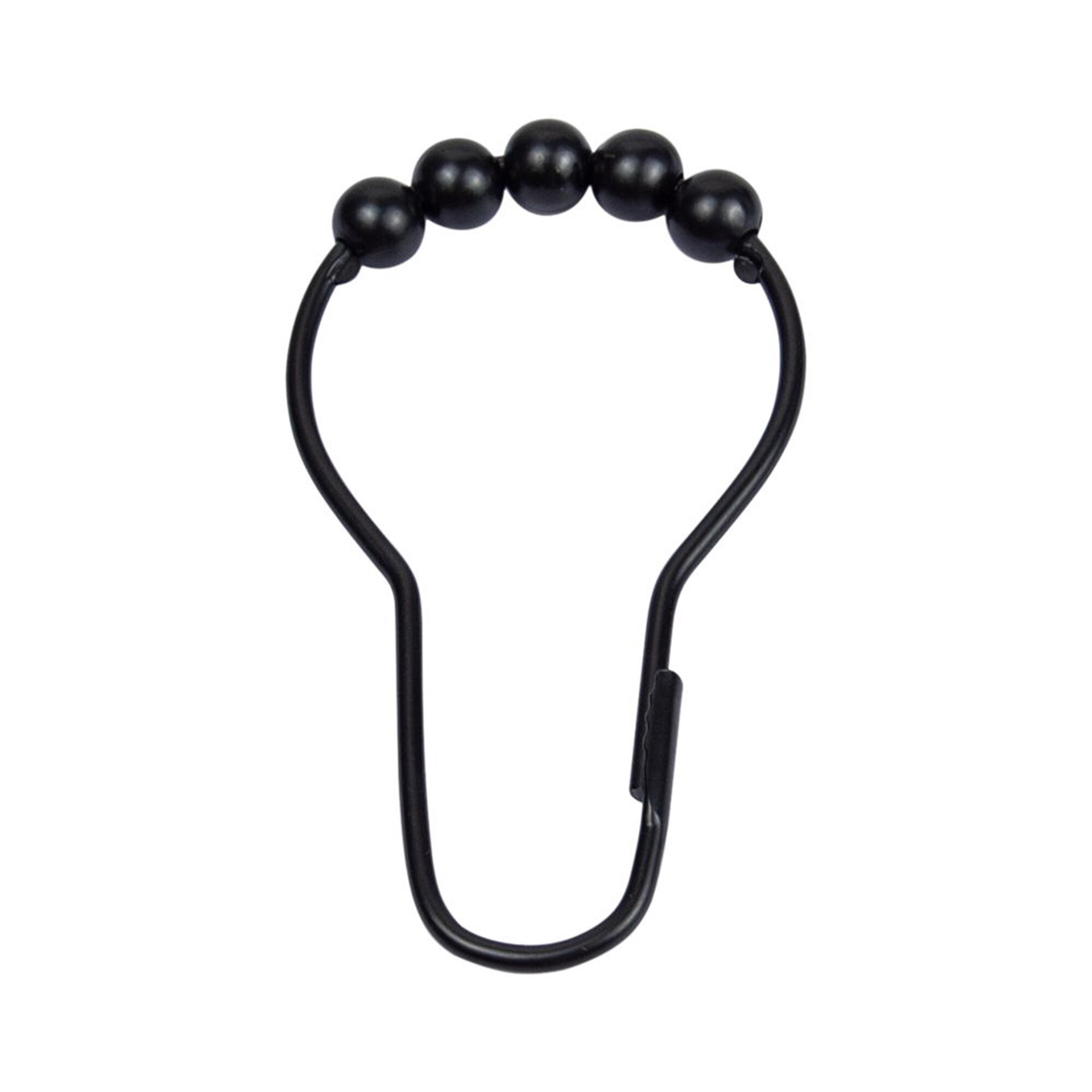 slide 4 of 4, Style Selections Matte Black Steel Single Shower Curtain Hooks 12 -Pack, 1 ct