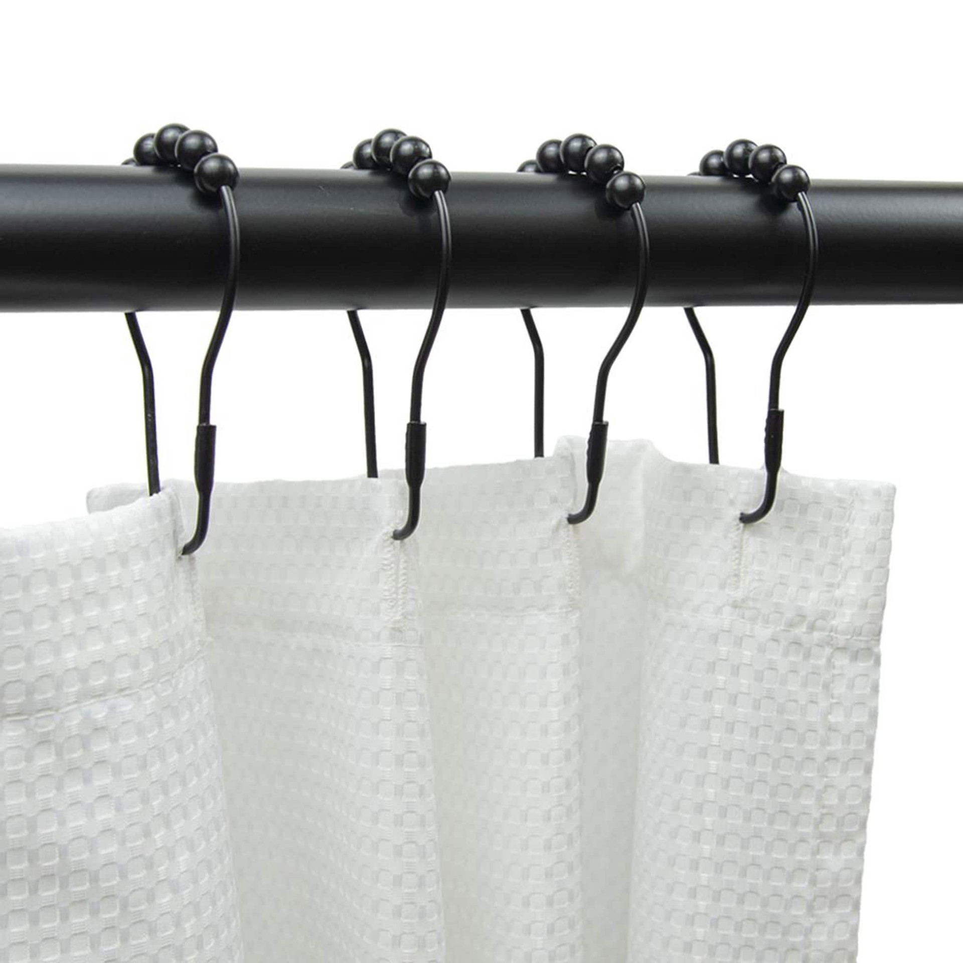 slide 1 of 4, Style Selections Matte Black Steel Single Shower Curtain Hooks 12 -Pack, 1 ct