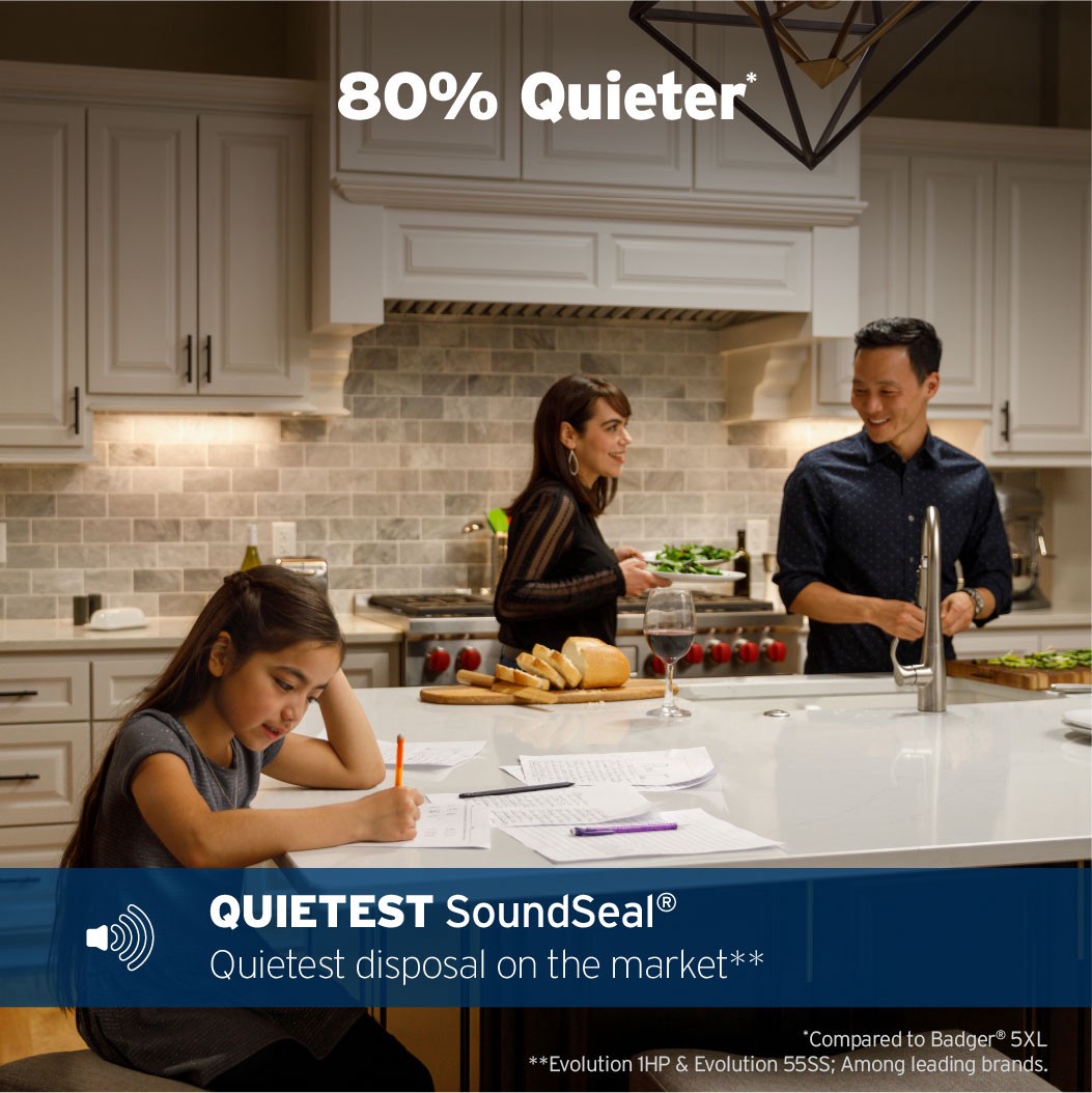 slide 2 of 6, InSinkErator Evolution 55ss Advanced Series Continuous feed 1-HP Septic Safe Non-corded Garbage Disposal with Noise Insulation, 1 ct