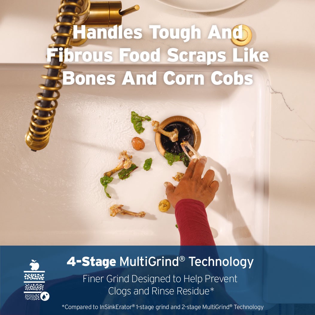 slide 3 of 6, InSinkErator Evolution 55ss Advanced Series Continuous feed 1-HP Septic Safe Non-corded Garbage Disposal with Noise Insulation, 1 ct