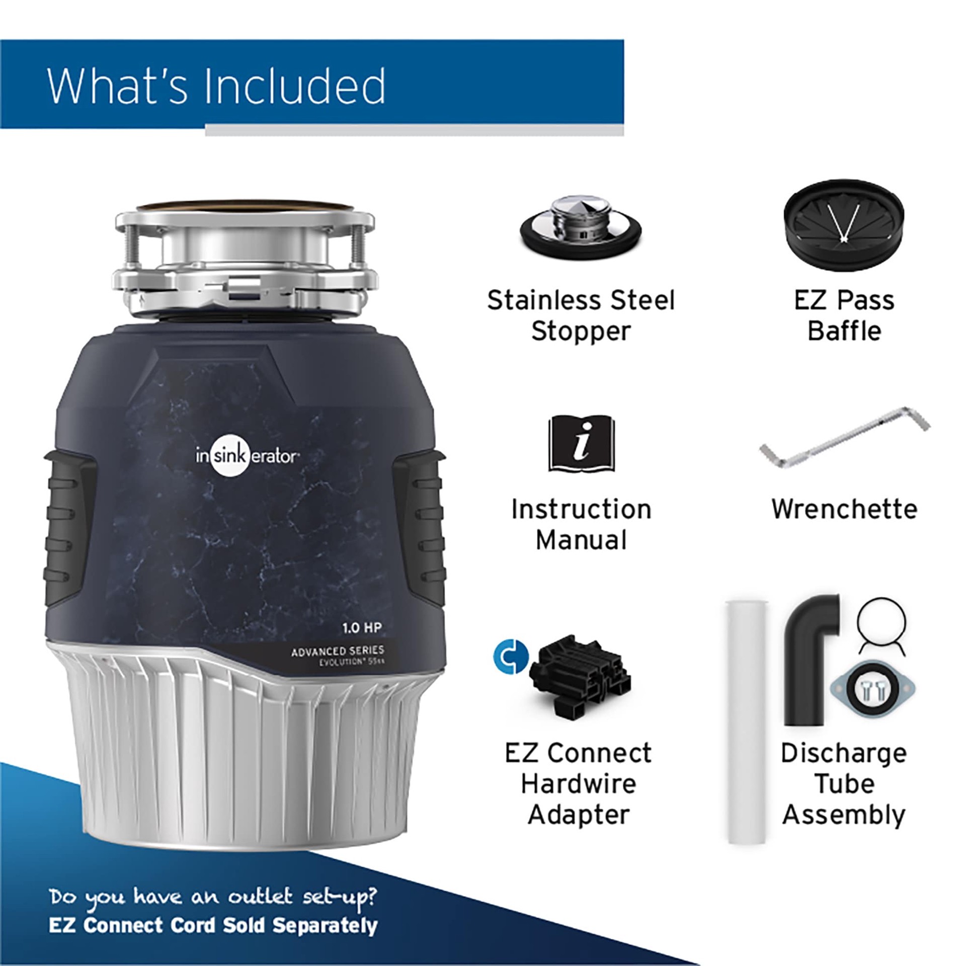 slide 6 of 6, InSinkErator Evolution 55ss Advanced Series Continuous feed 1-HP Septic Safe Non-corded Garbage Disposal with Noise Insulation, 1 ct