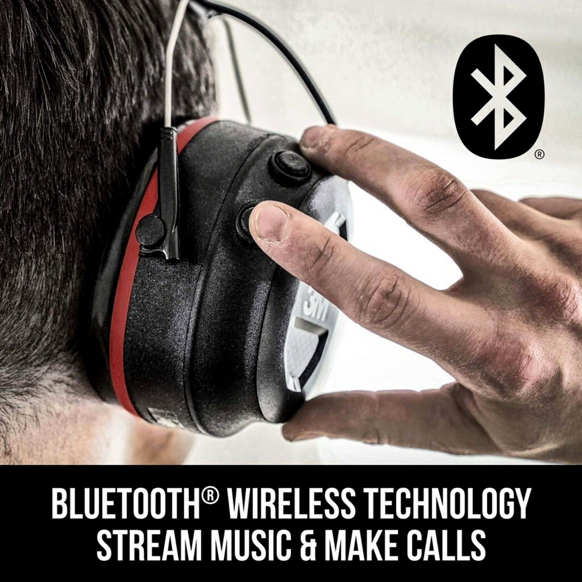 slide 4 of 6, 3M Reusable Cordless Hearing Protection Earmuffs Bluetooth Compatibility 25 dB Noise Reduction Rating, 1 ct