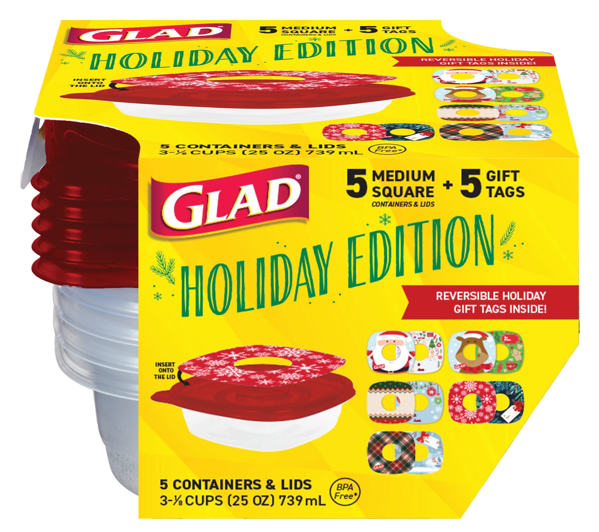 slide 1 of 6, Glad 5 -Pack Sandwich Plastic BPA-Free Reusable Food storage container with Lid, 1 ct