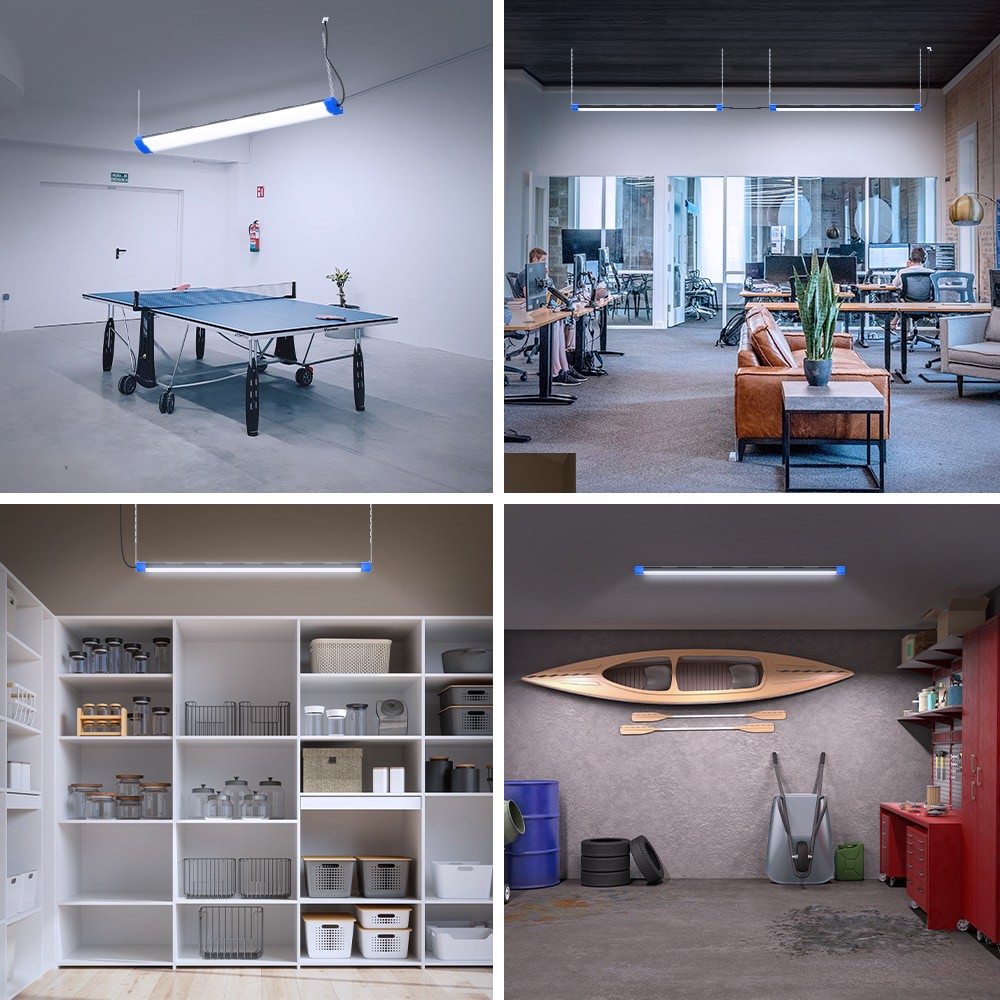 slide 5 of 6, Kobalt 4-ft 6000 Lumens Black LED Flush mount Garage Shop Light, 1 ct