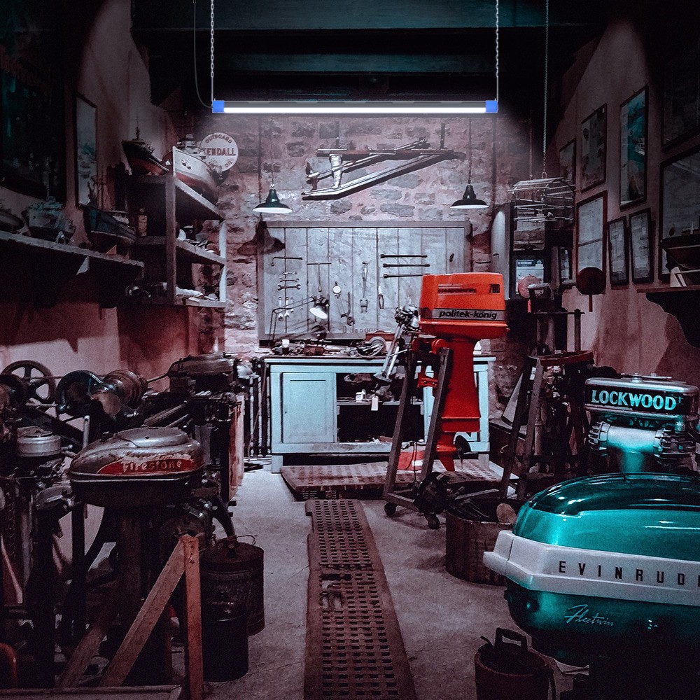 slide 6 of 6, Kobalt 4-ft 6000 Lumens Black LED Flush mount Garage Shop Light, 1 ct